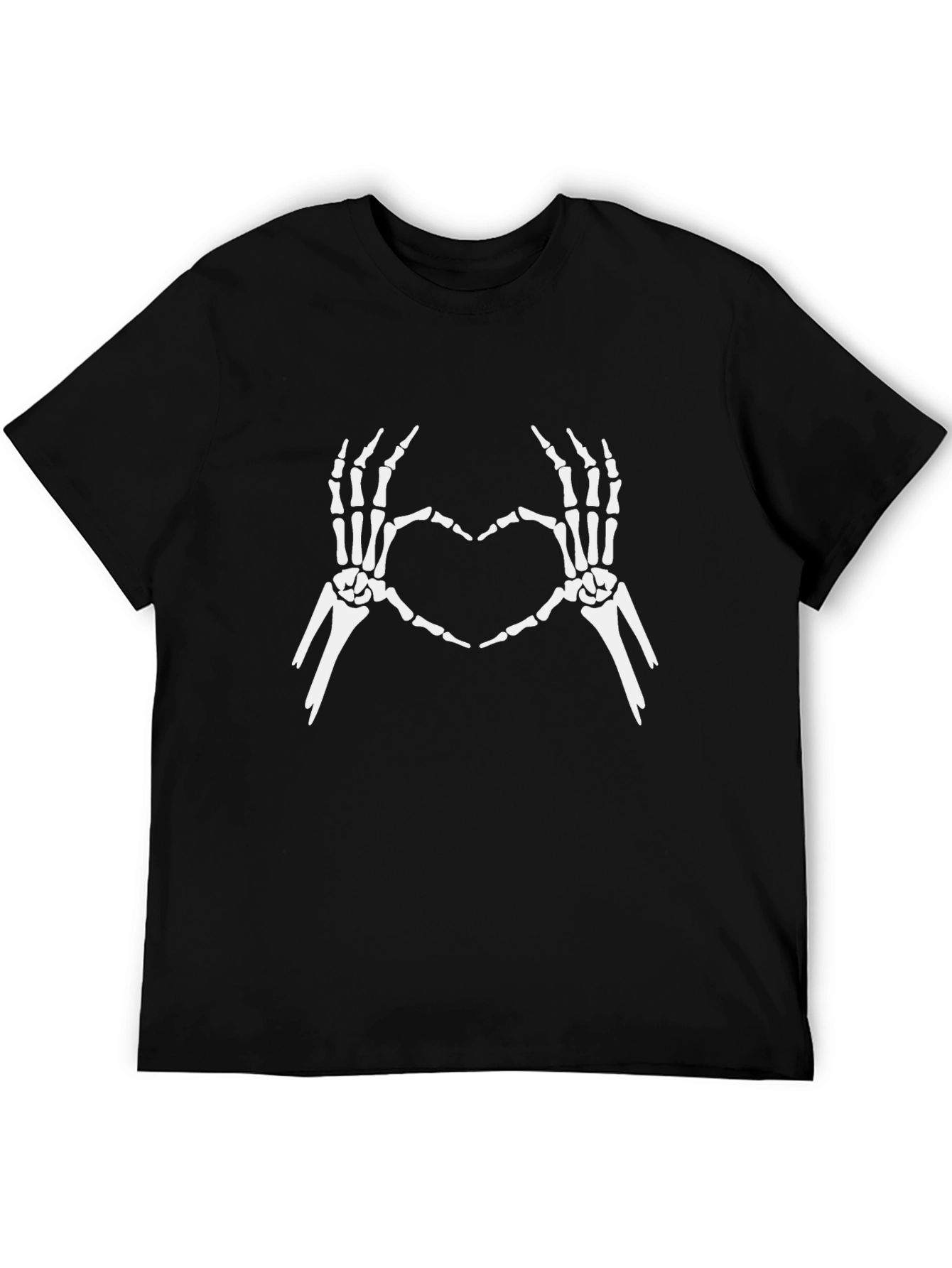 Skeleton Hands Heart Graphic Tee - Black