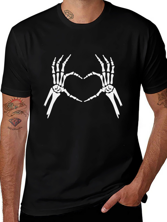 Skeleton Hands Heart Graphic Tee - Black