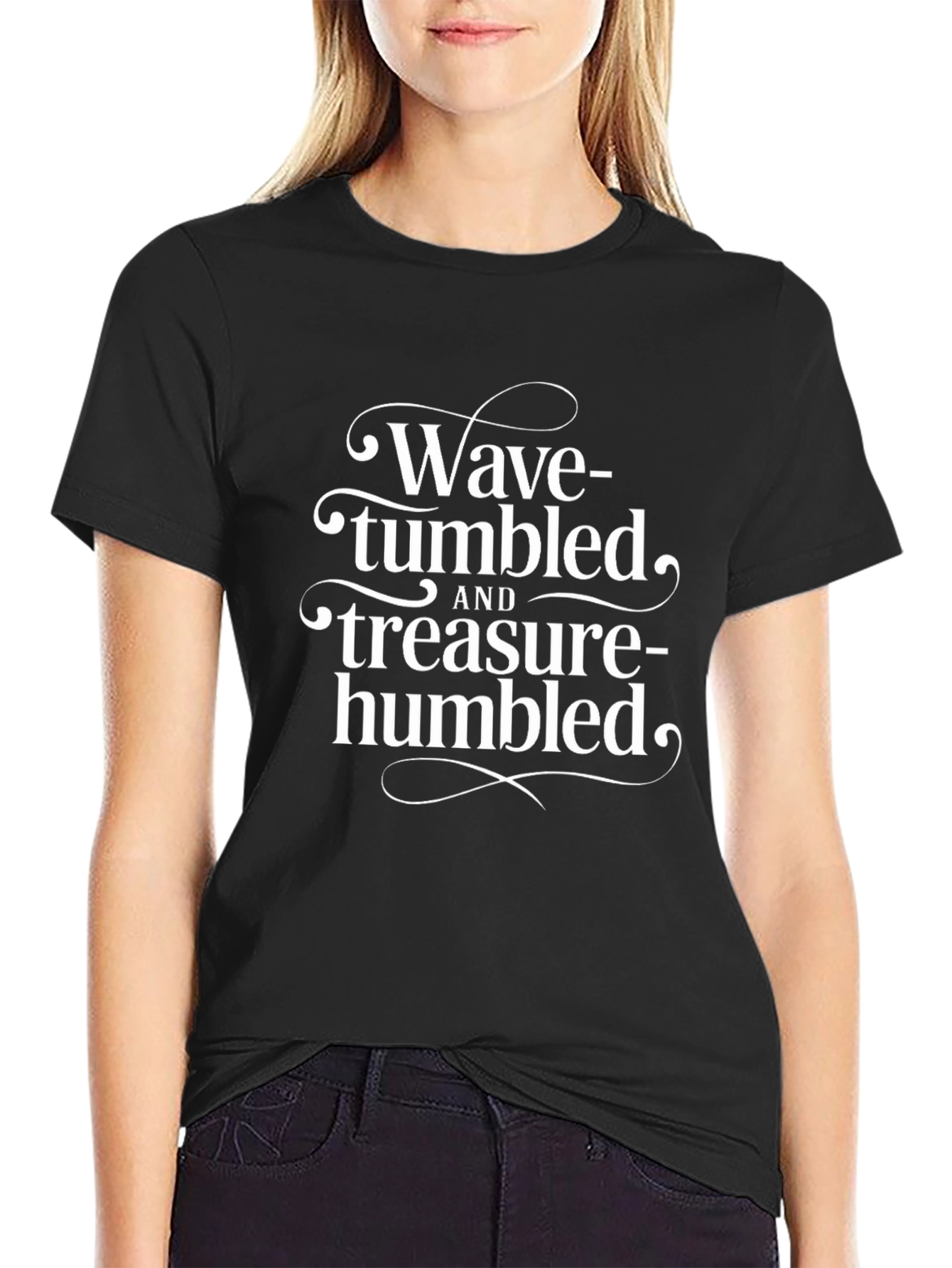 Wave-Tumbled & Treasure-Humbled Black Graphic Tee