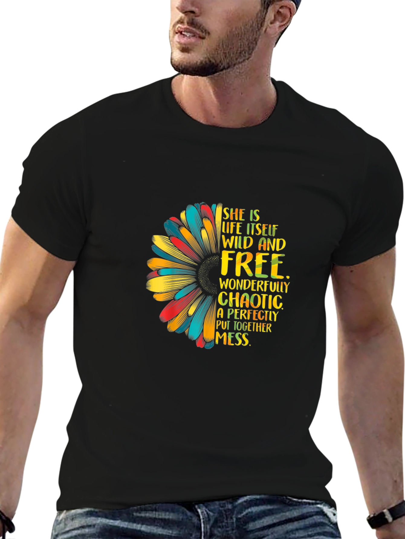 Wild & Free Sunflower Graphic Tee - Black