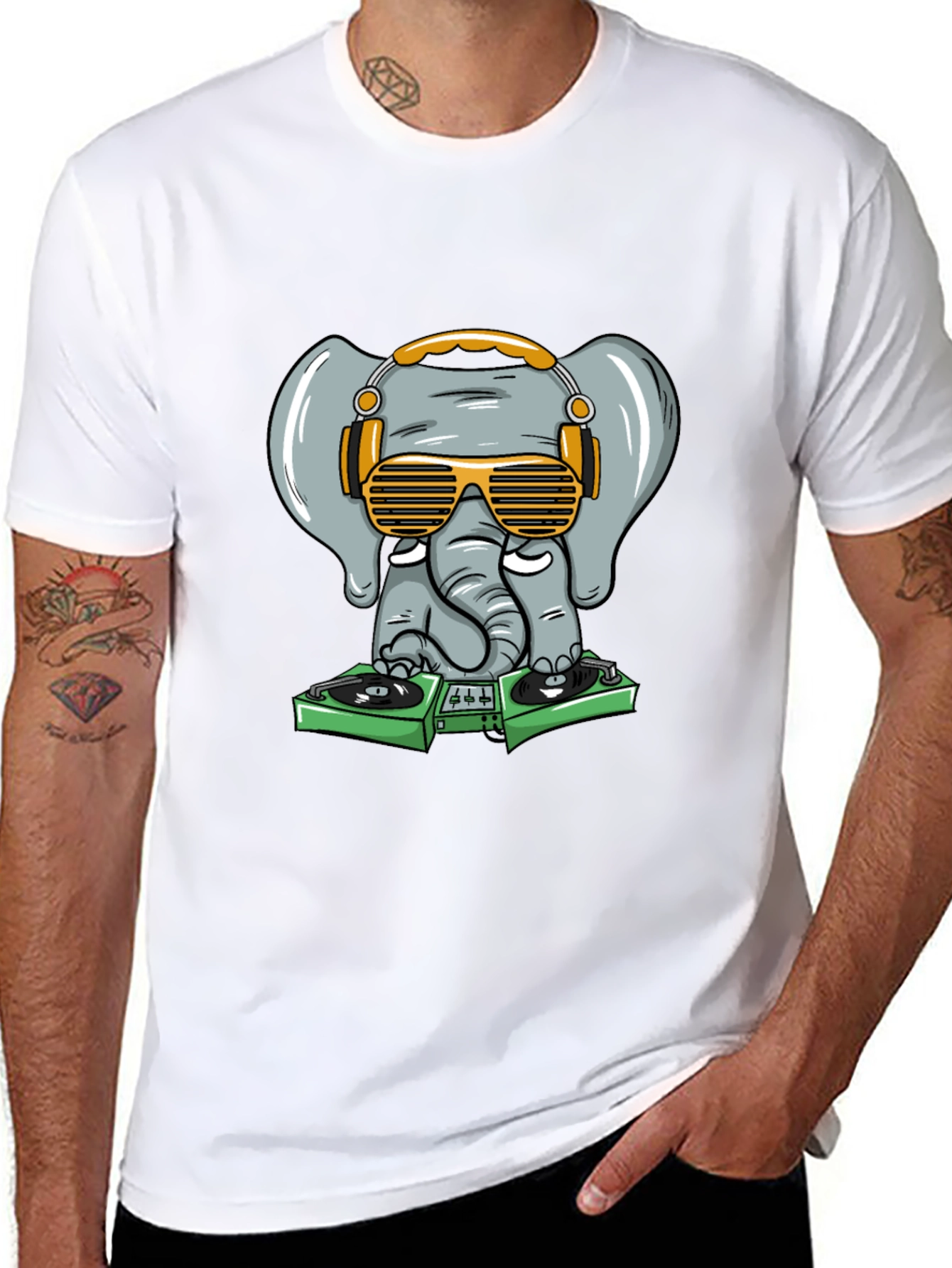 DJ Elephant Graphic Tee - Cool & Fun Design
