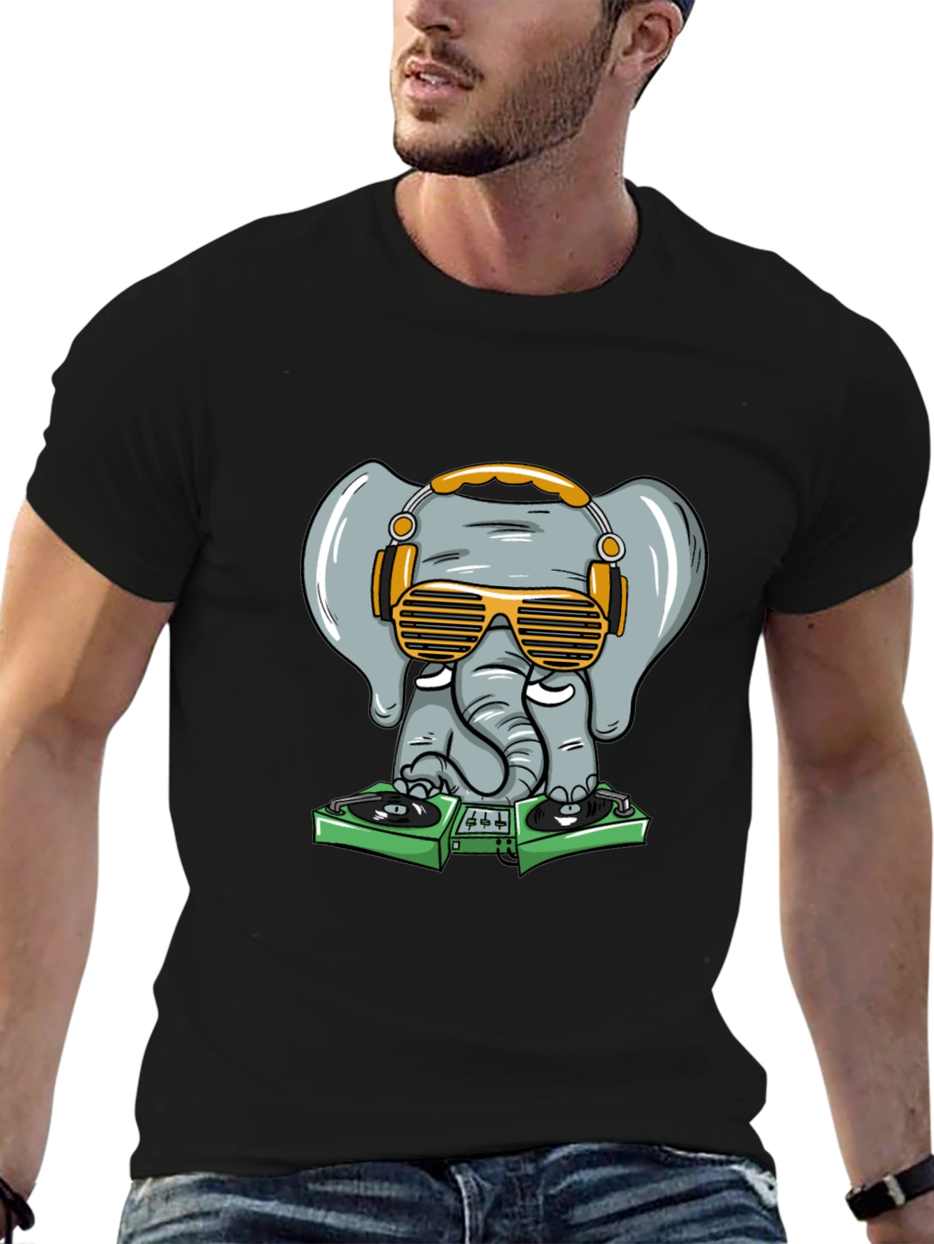 DJ Elephant Graphic Tee - Cool & Fun Design