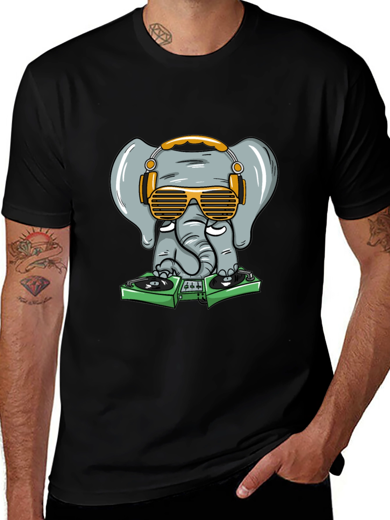 DJ Elephant Graphic Tee - Cool & Fun Design