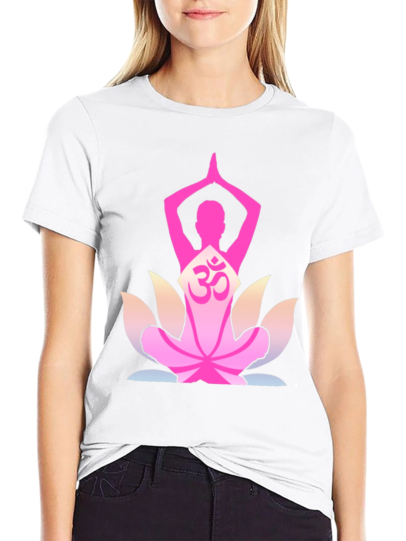 Yoga Om Lotus Flower T-Shirt - Black