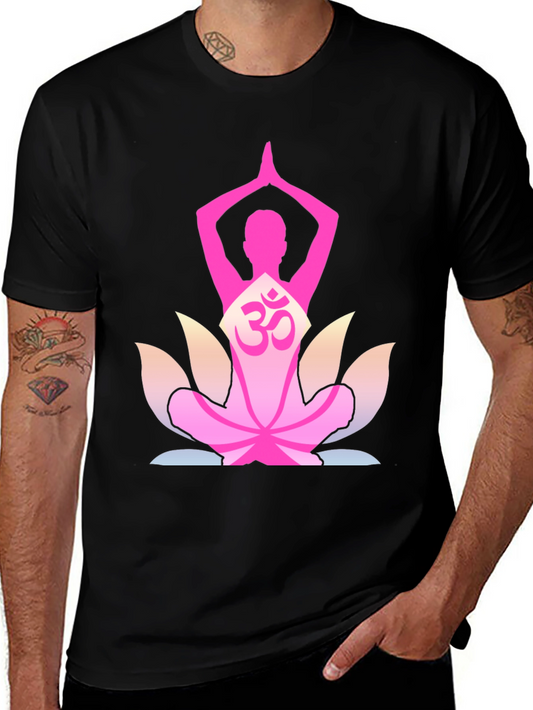 Yoga Om Lotus Flower T-Shirt - Black