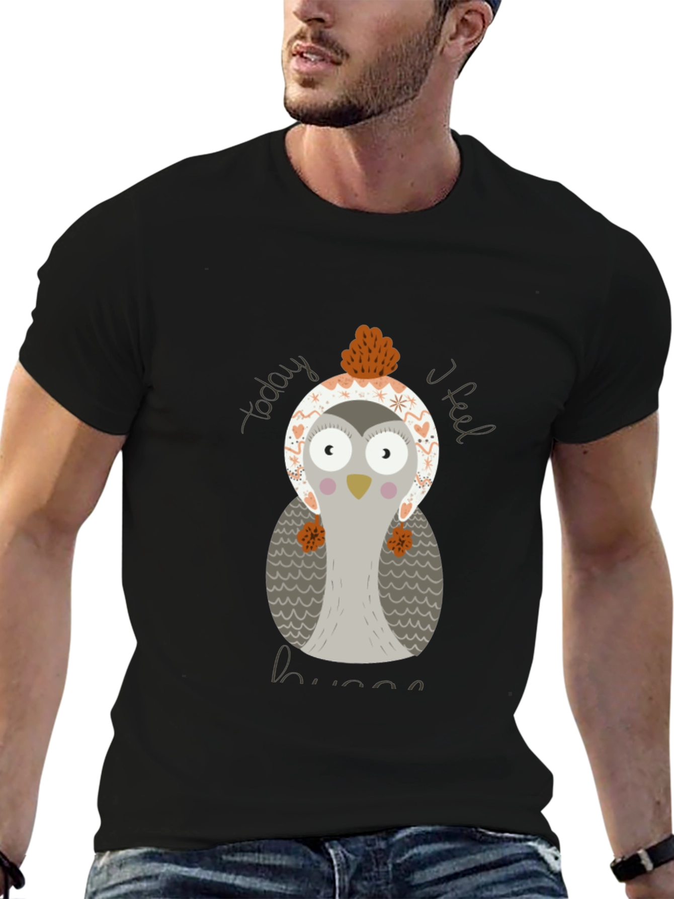 Cute Owl Graphic Tee - Today I Feel Hugs