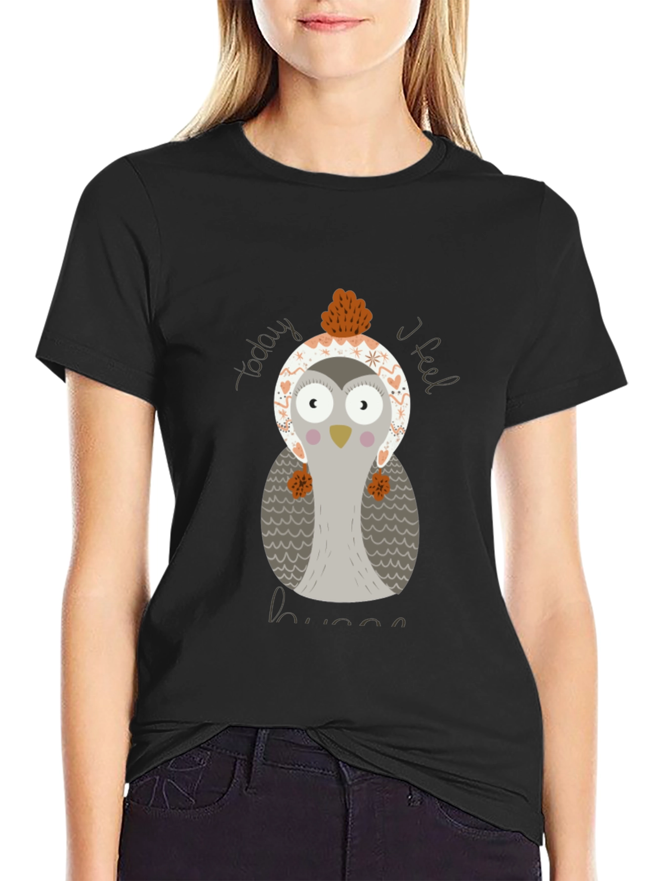 Cute Owl Graphic Tee - Today I Feel Hugs