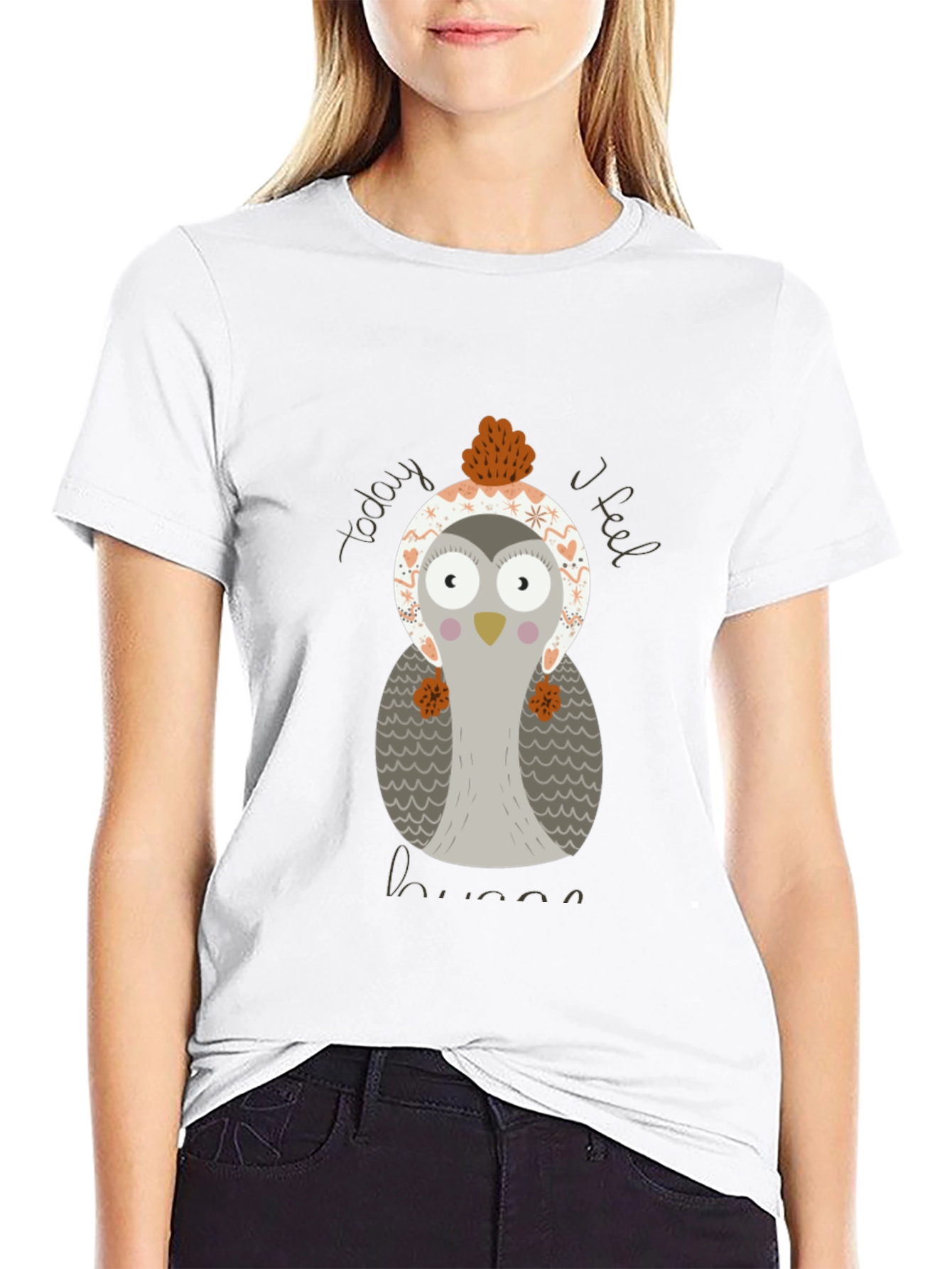 Cute Owl Graphic Tee - Today I Feel Hugs