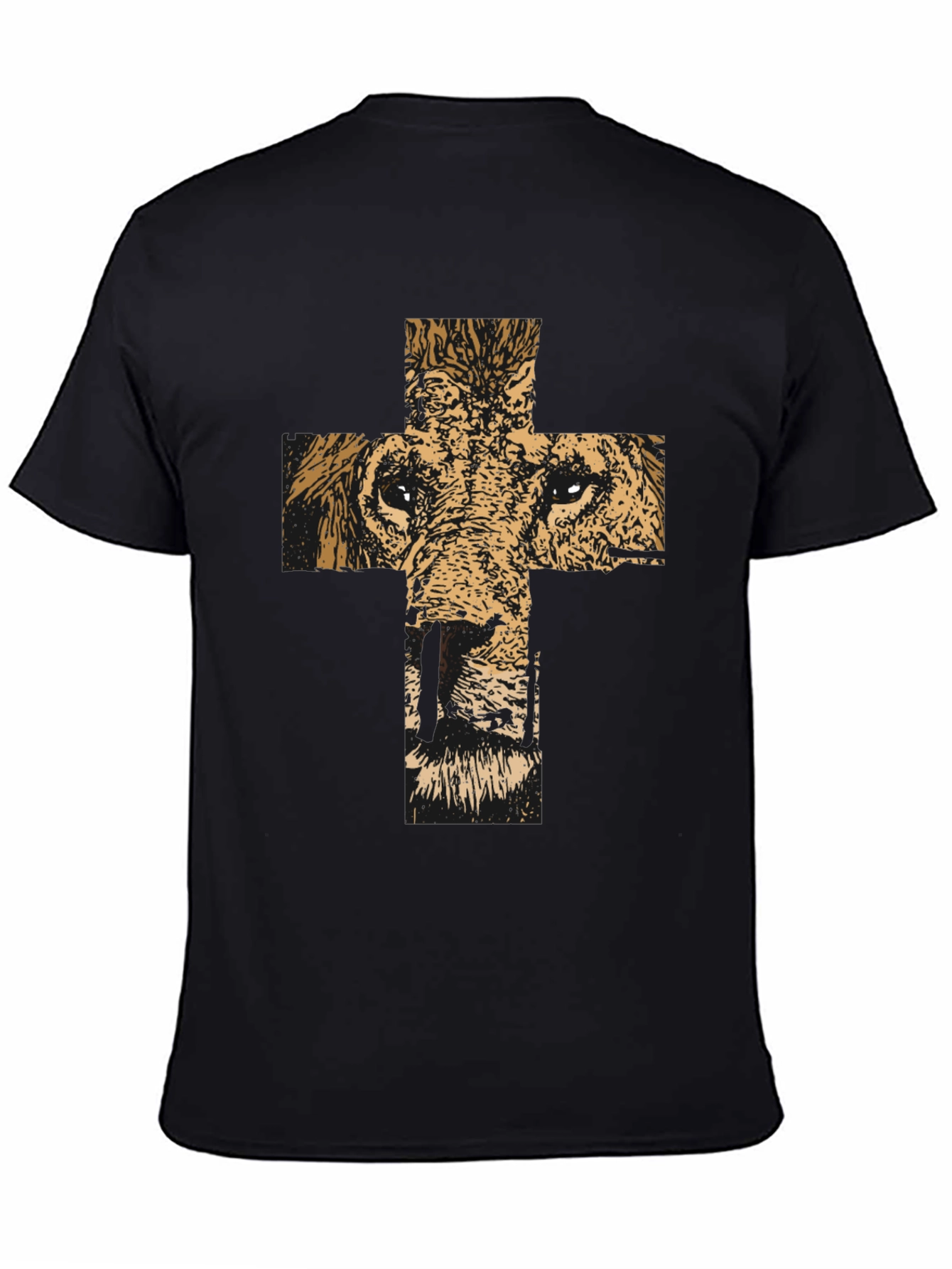 Lion Cross Graphic Black T-Shirt