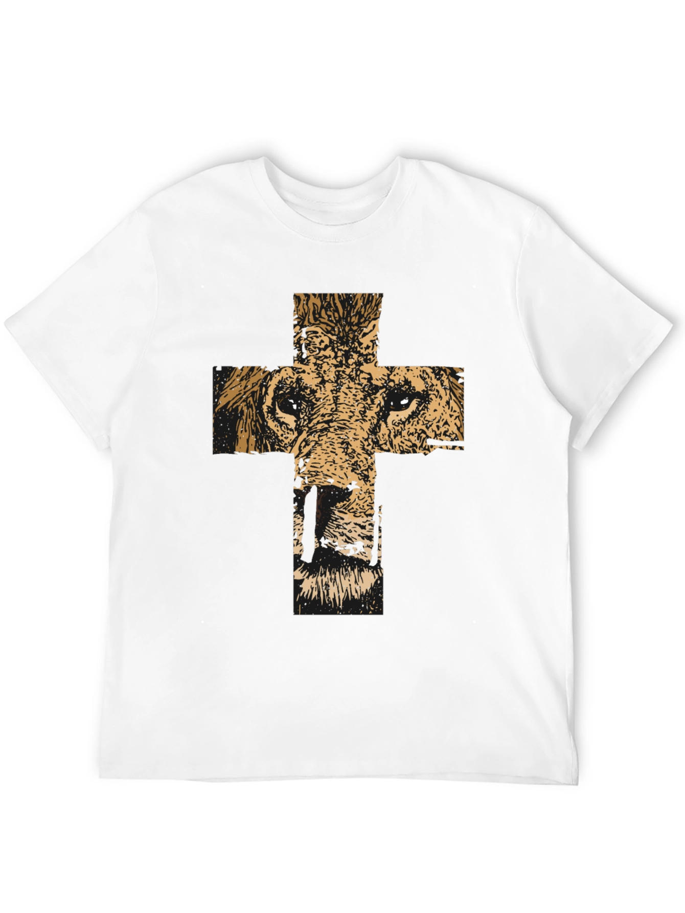 Lion Cross Graphic Black T-Shirt