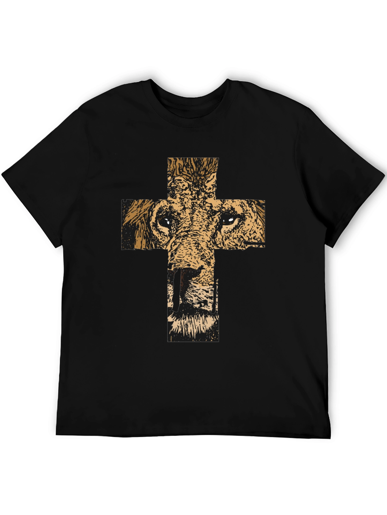 Lion Cross Graphic Black T-Shirt