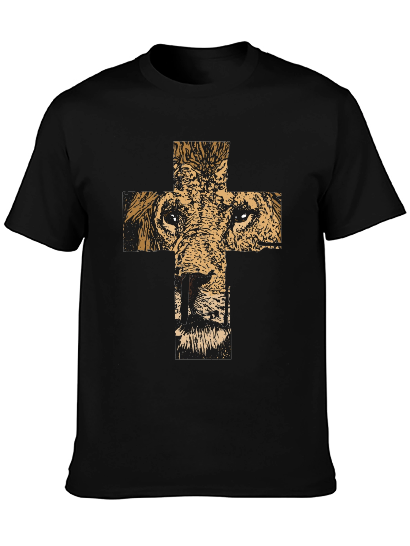 Lion Cross Graphic Black T-Shirt
