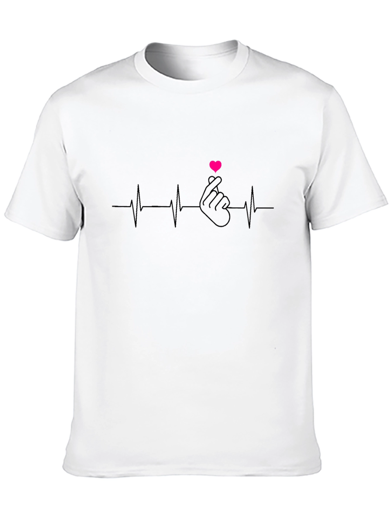 Heartbeat Love Sign Black T-Shirt
