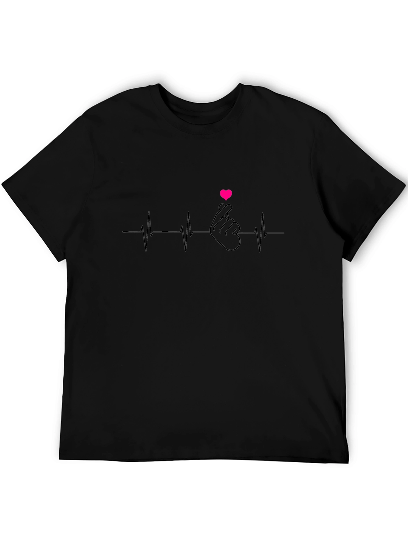 Heartbeat Love Sign Black T-Shirt