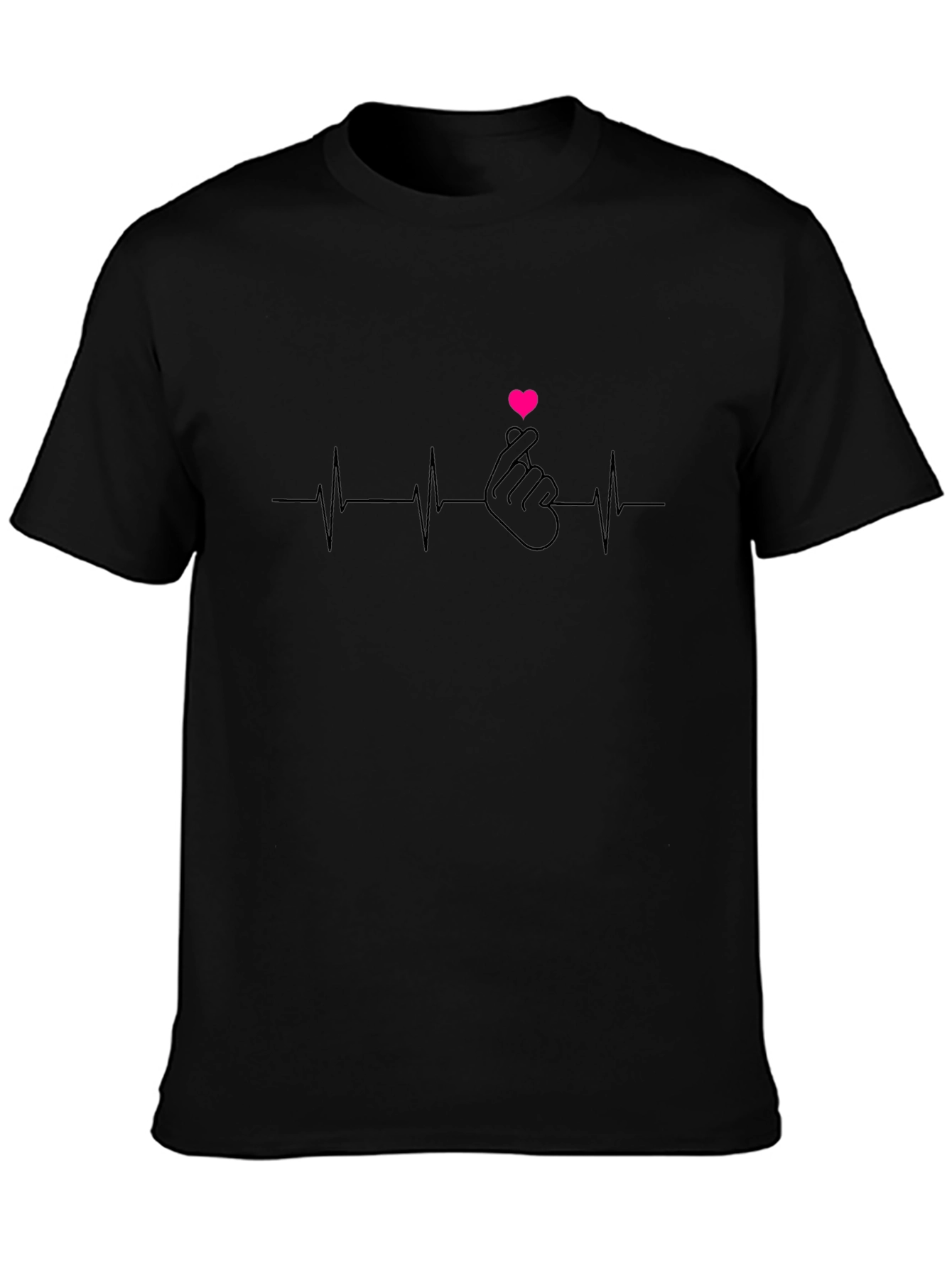 Heartbeat Love Sign Black T-Shirt