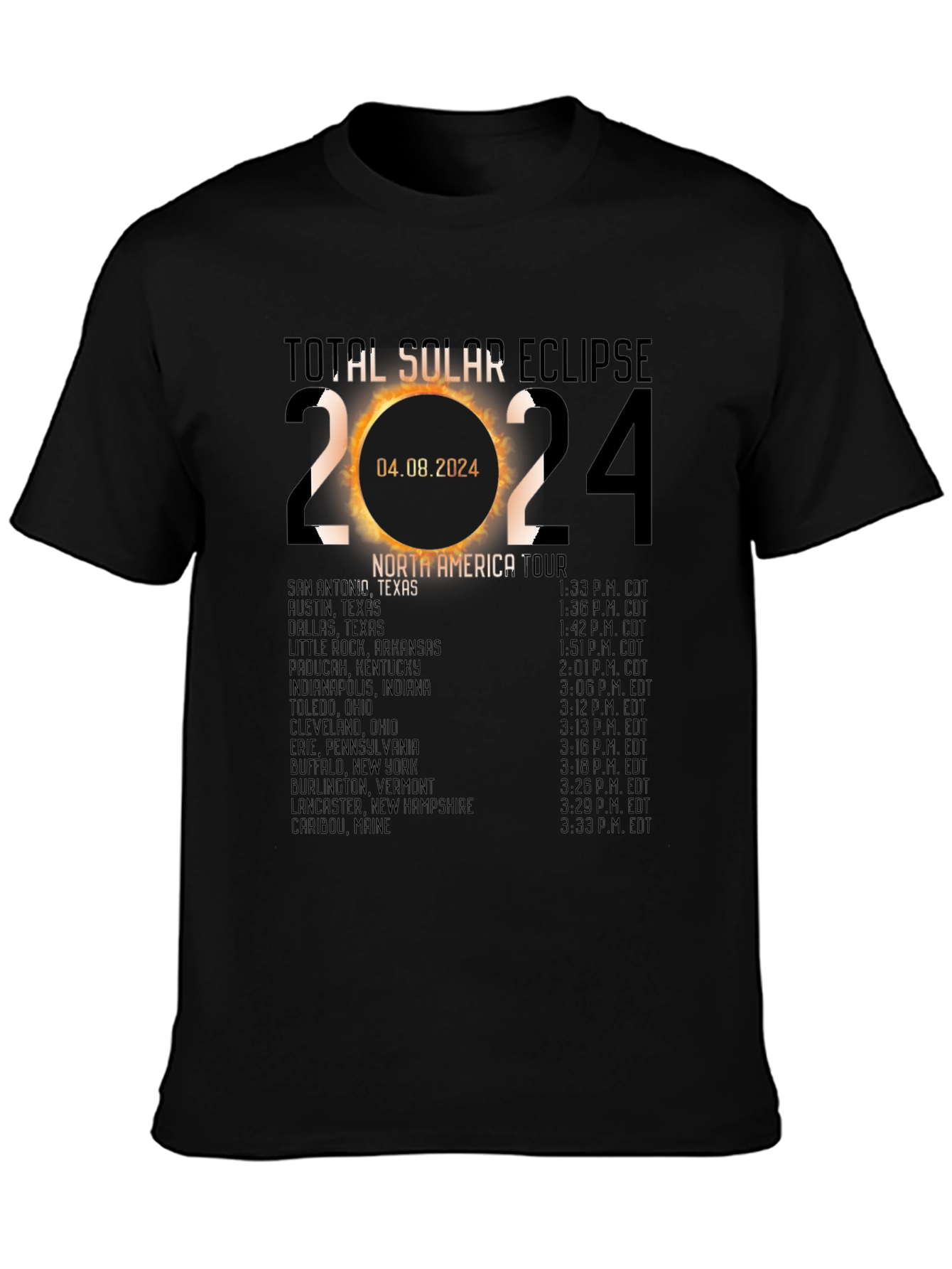 Total Solar Eclipse 2024 North America Tour T-Shirt