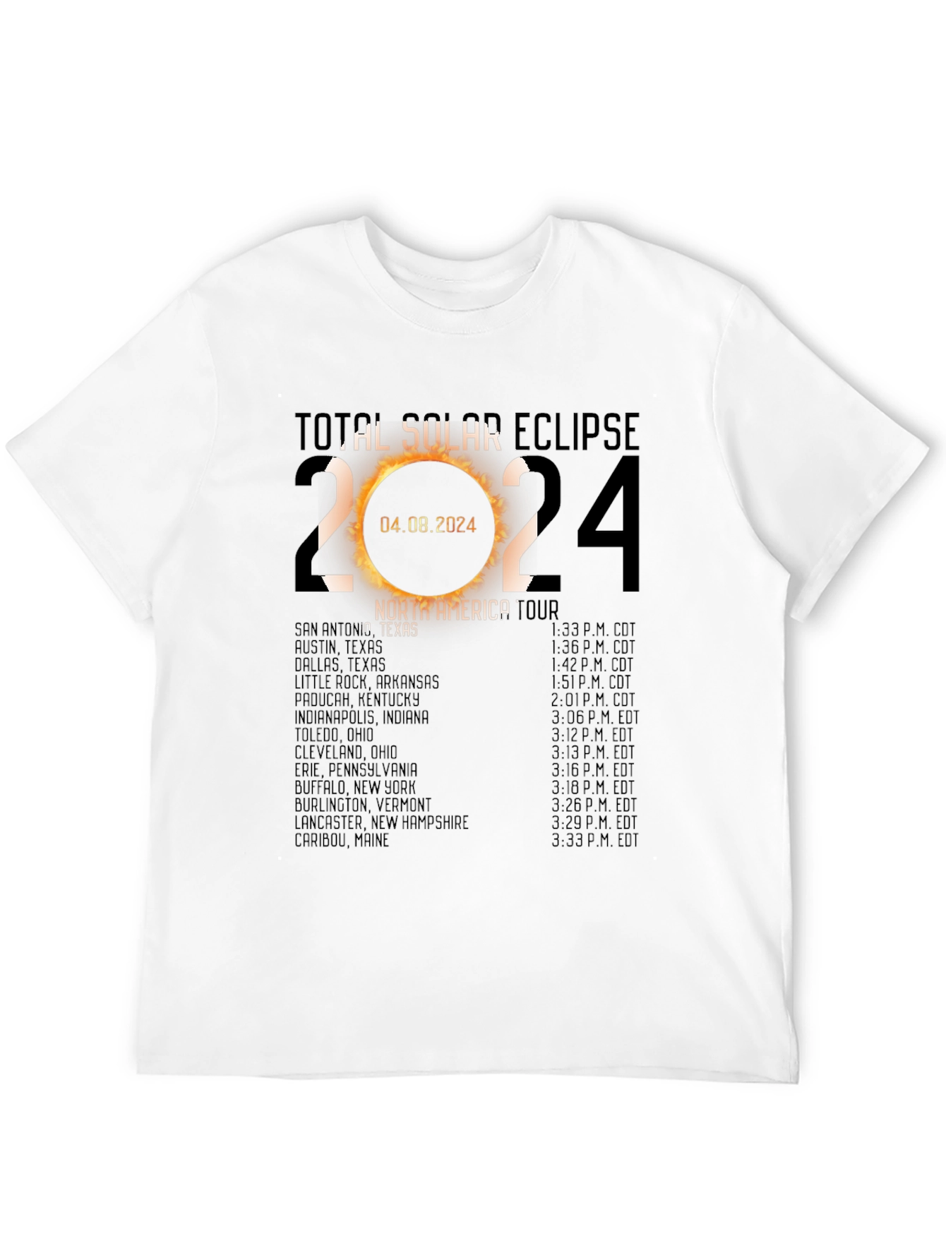 Total Solar Eclipse 2024 North America Tour T-Shirt