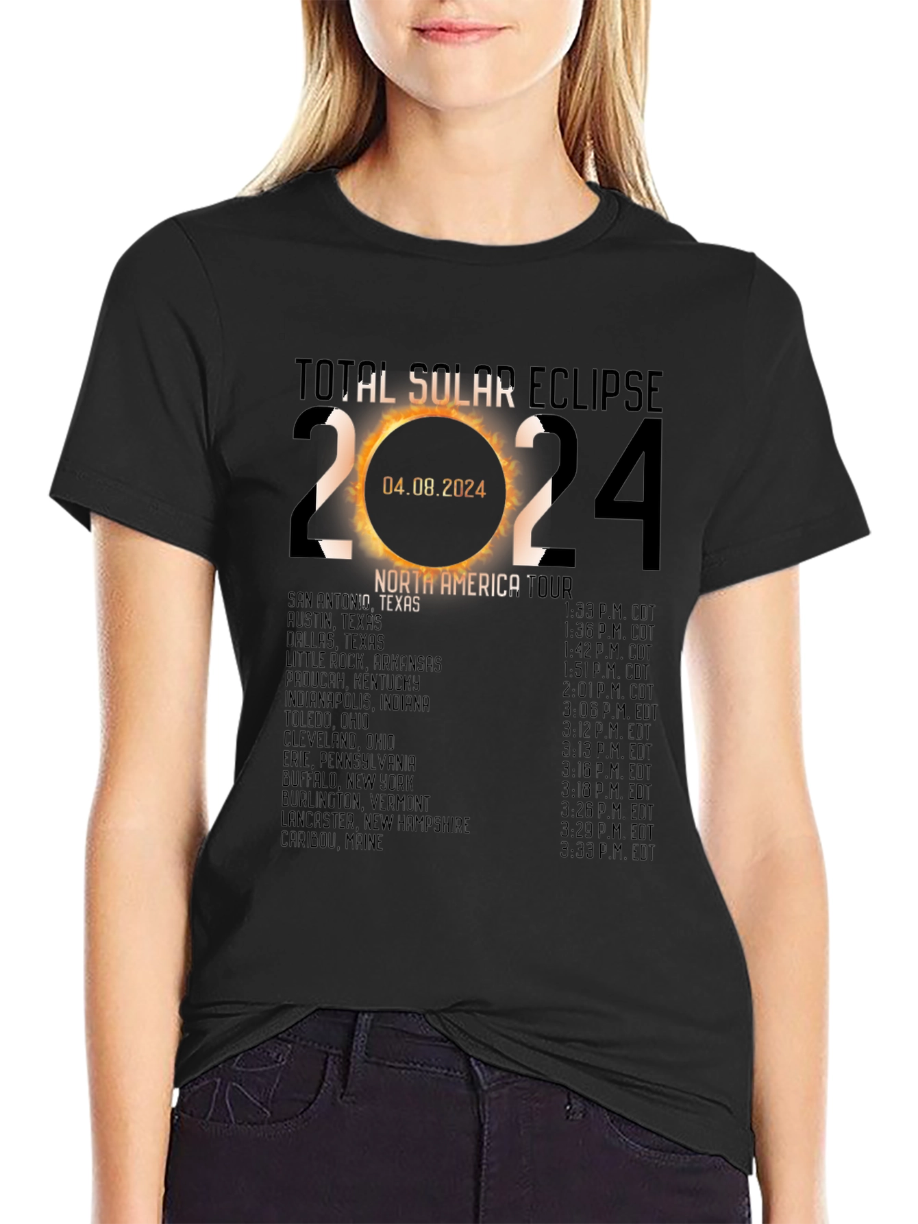 Total Solar Eclipse 2024 North America Tour T-Shirt