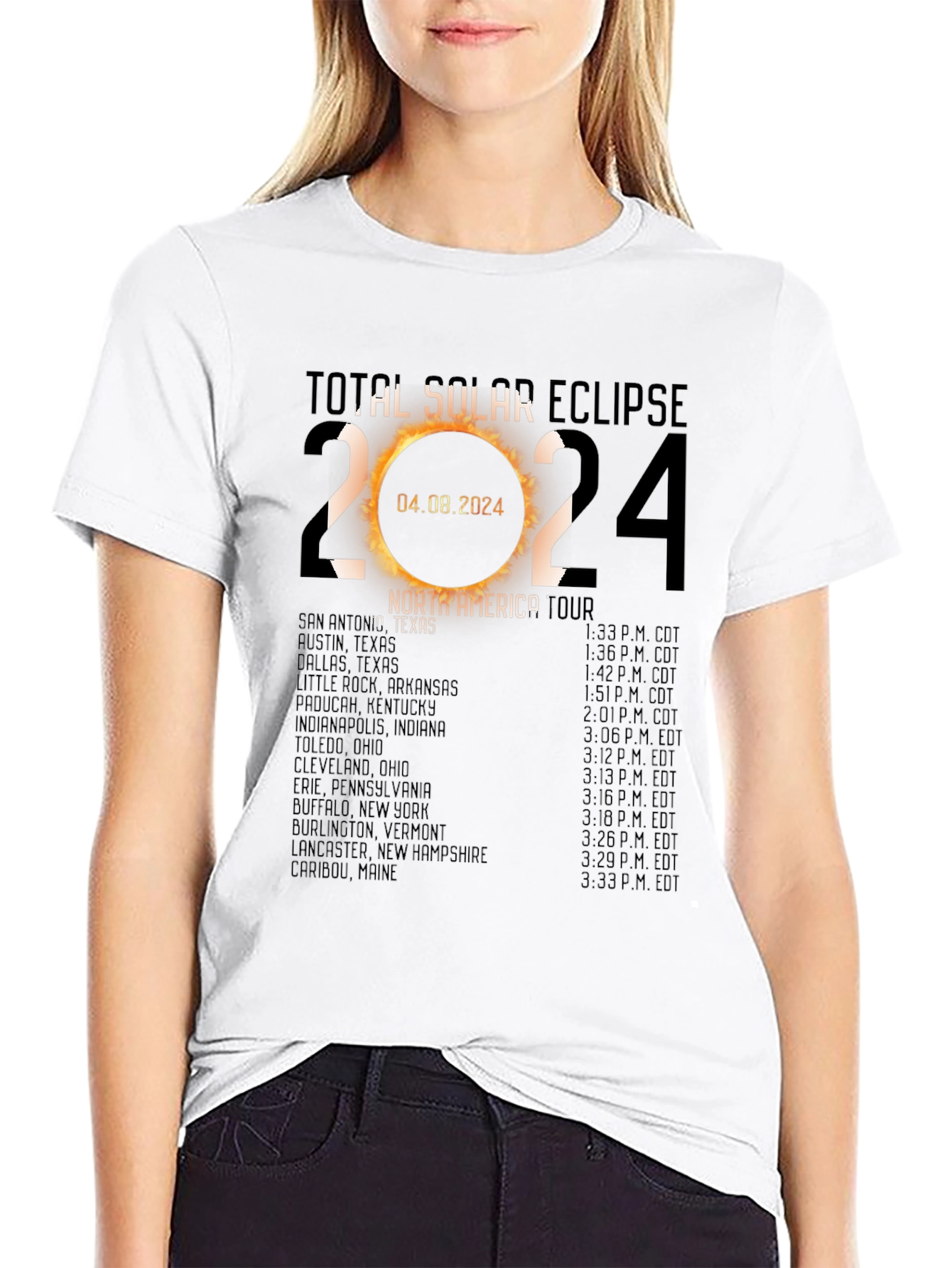 Total Solar Eclipse 2024 North America Tour T-Shirt
