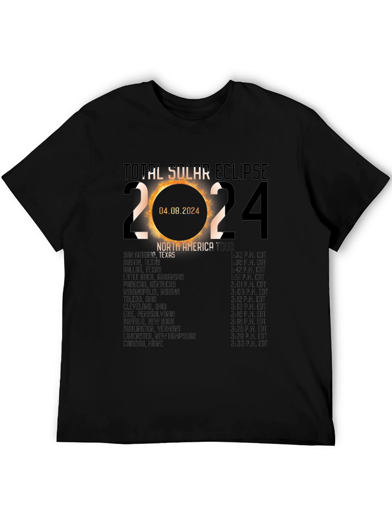 Total Solar Eclipse 2024 North America Tour T-Shirt