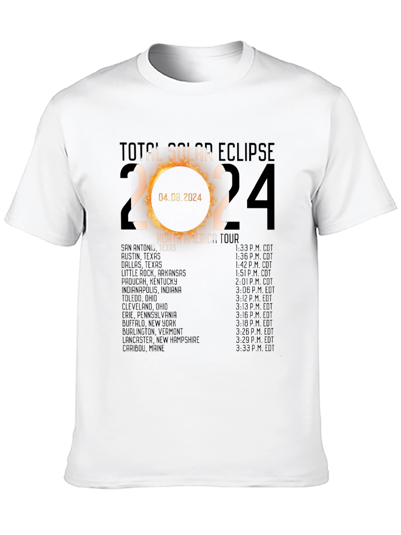 Total Solar Eclipse 2024 North America Tour T-Shirt
