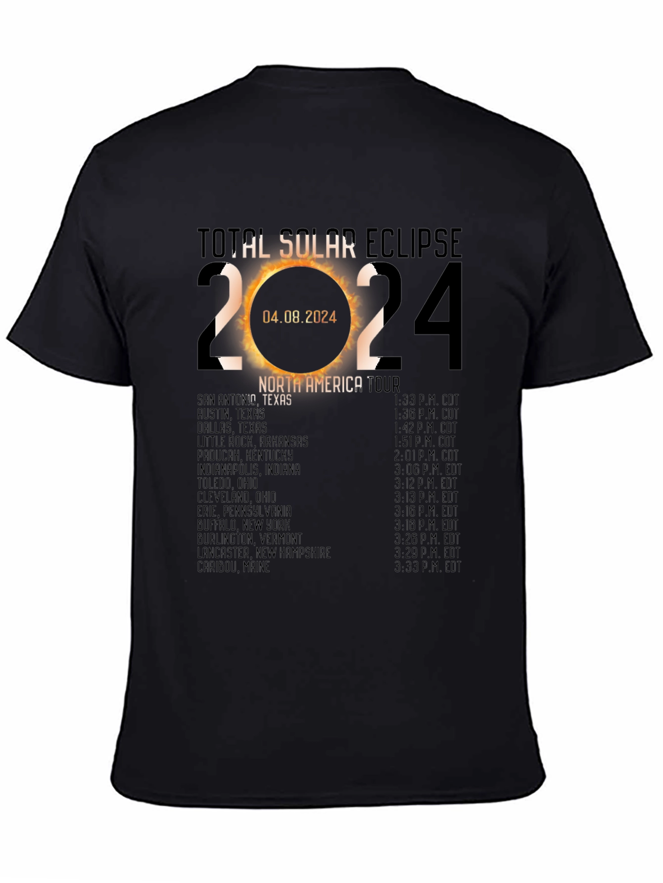 Total Solar Eclipse 2024 North America Tour T-Shirt