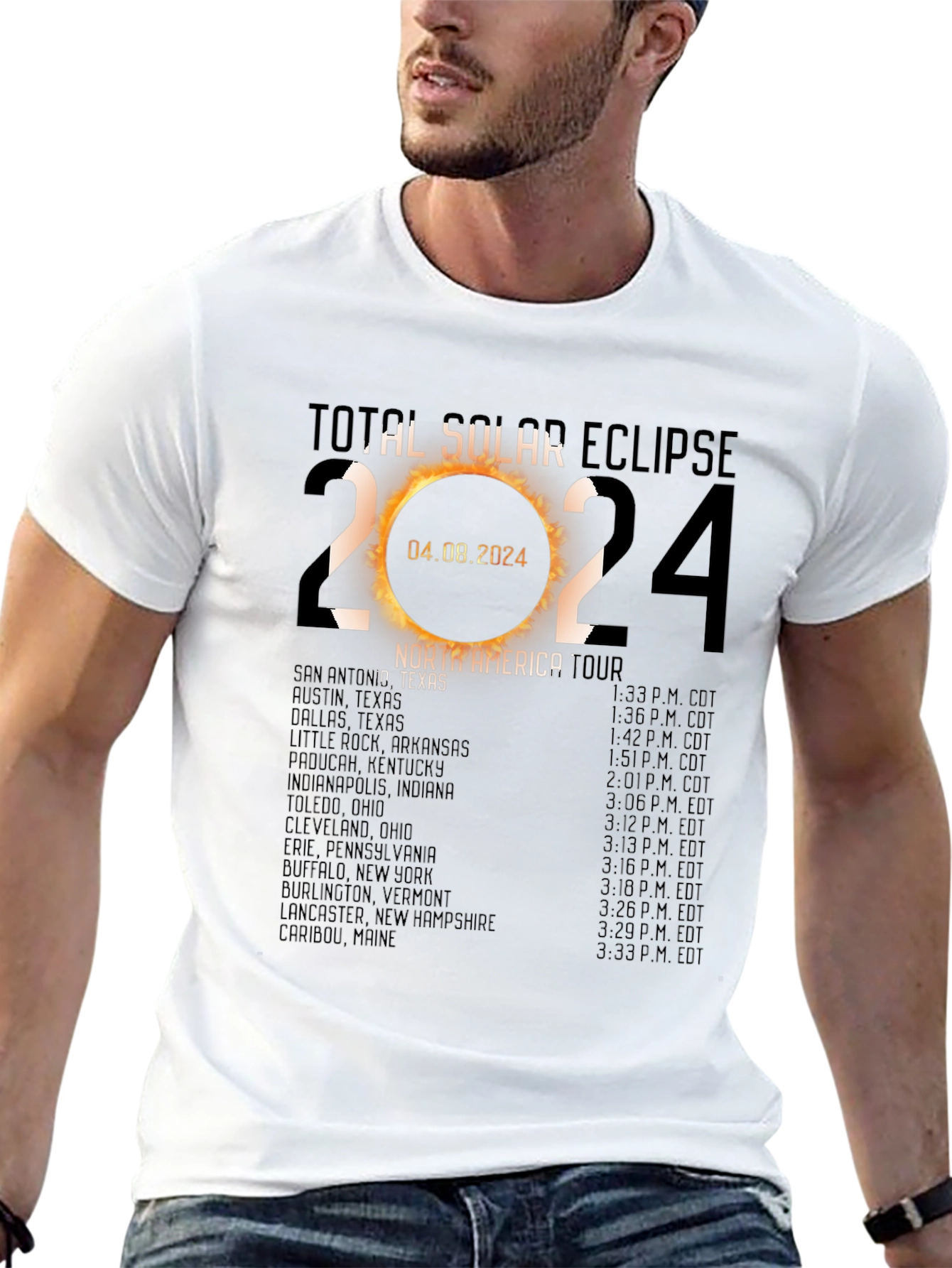 Total Solar Eclipse 2024 North America Tour T-Shirt