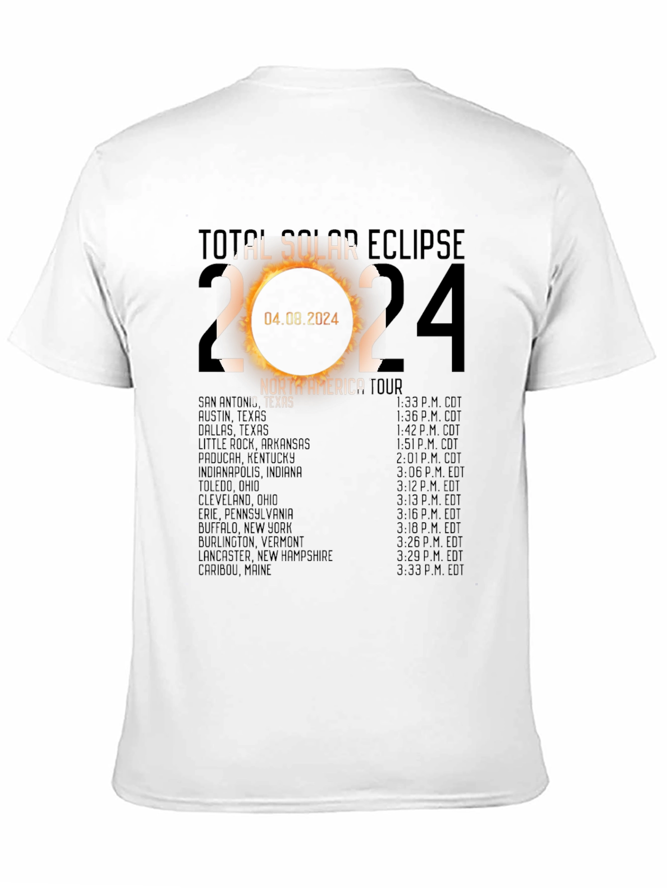 Total Solar Eclipse 2024 North America Tour T-Shirt