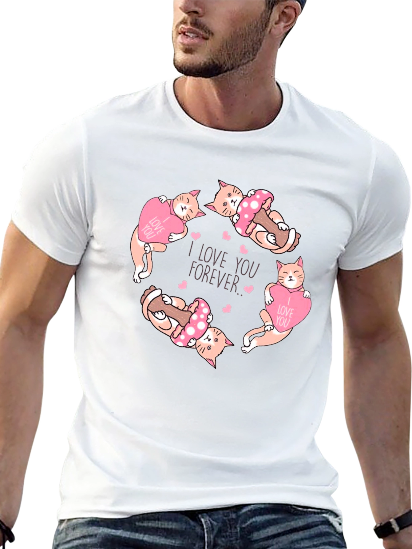 Cute Cats I Love You Forever Black T-Shirt