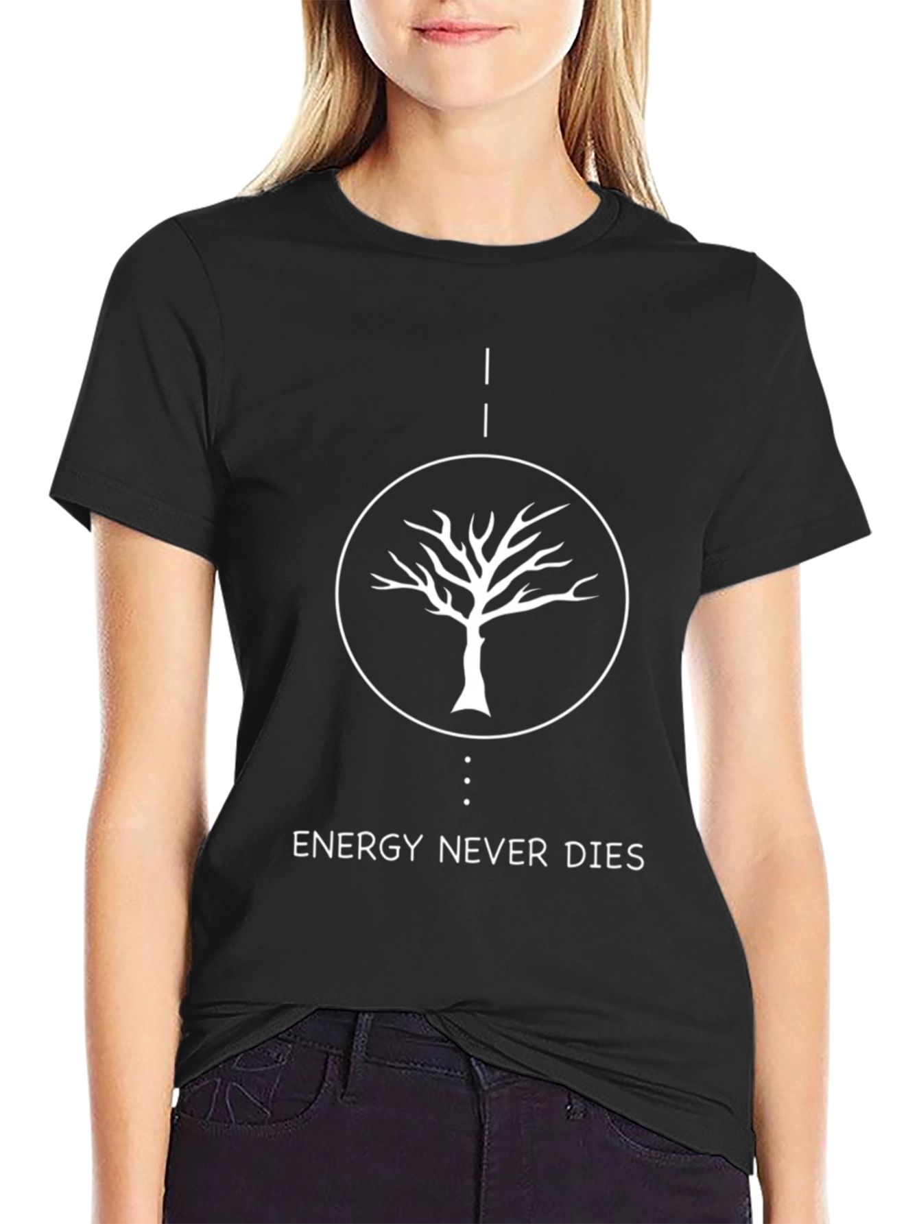 Energy Never Dies Tree Graphic Tee - Black