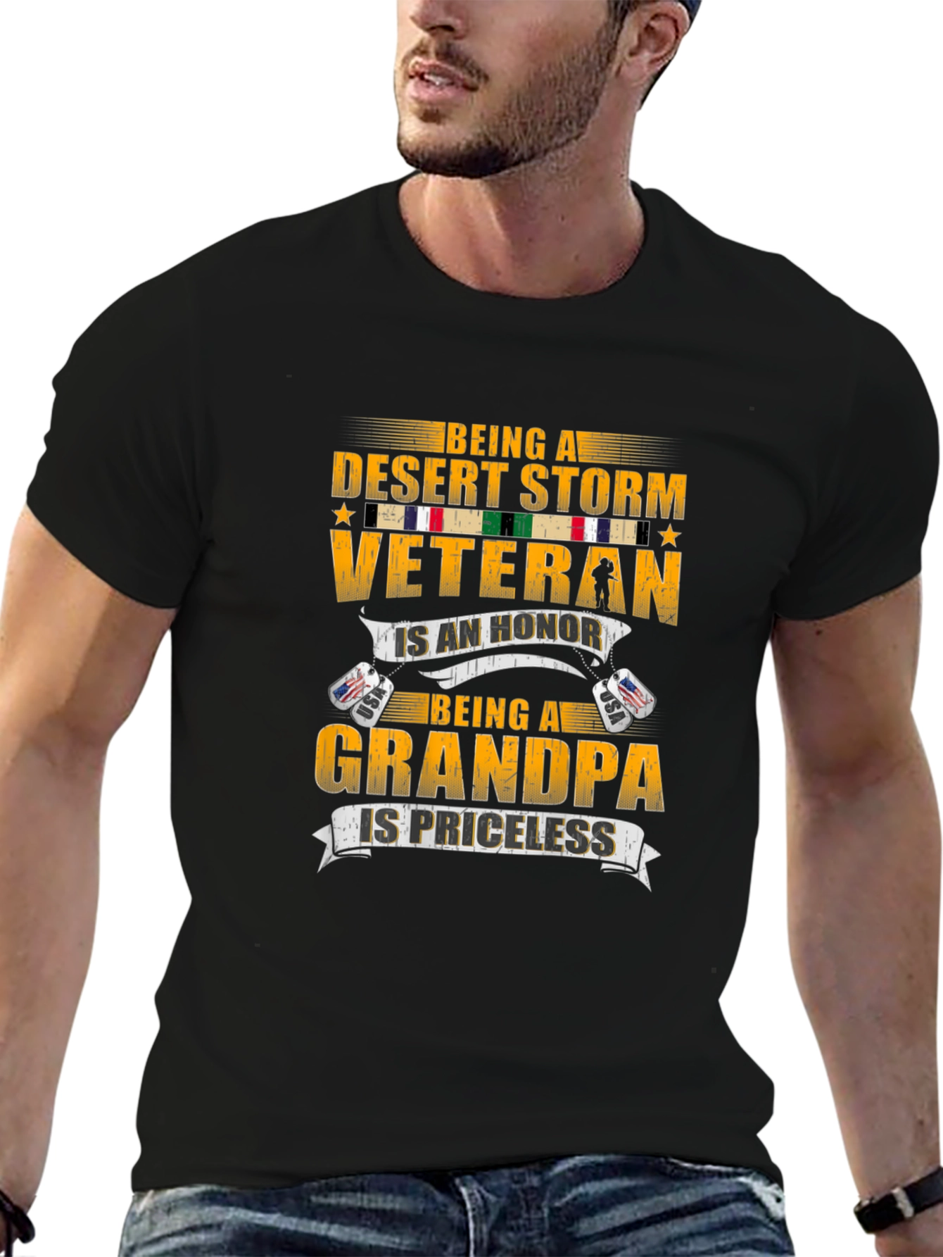 Desert Storm Veteran Grandpa Graphic T-Shirt