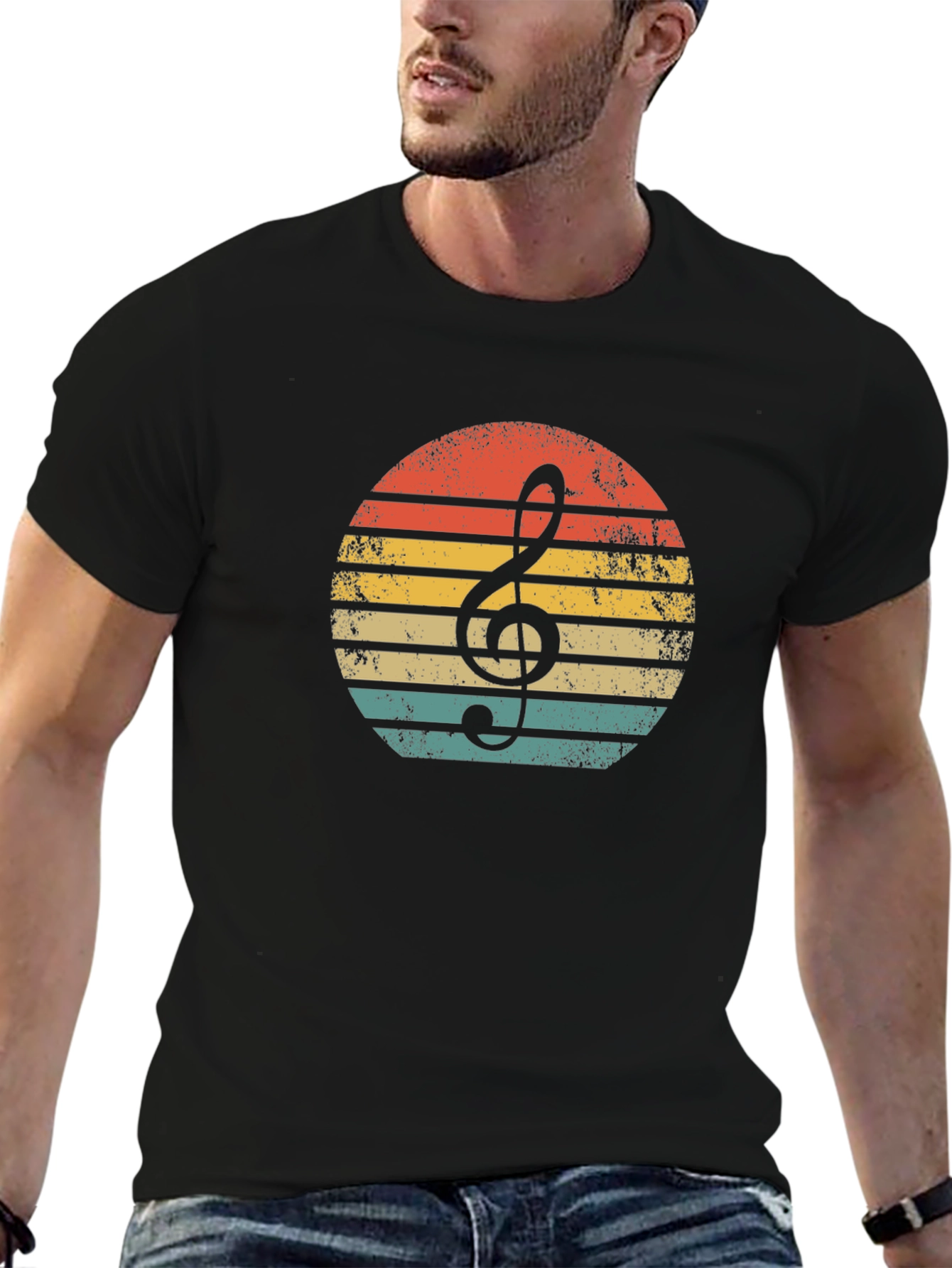 Retro Music Note Graphic Tee - Soft Style