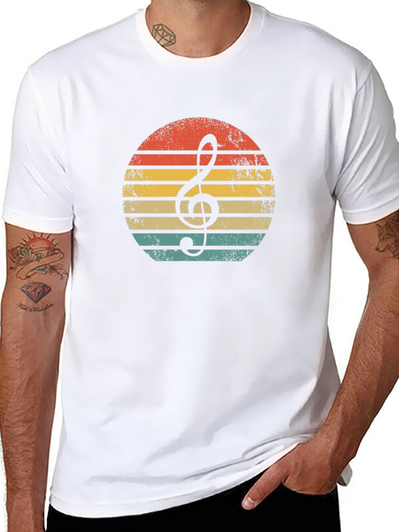 Retro Music Note Graphic Tee - Soft Style
