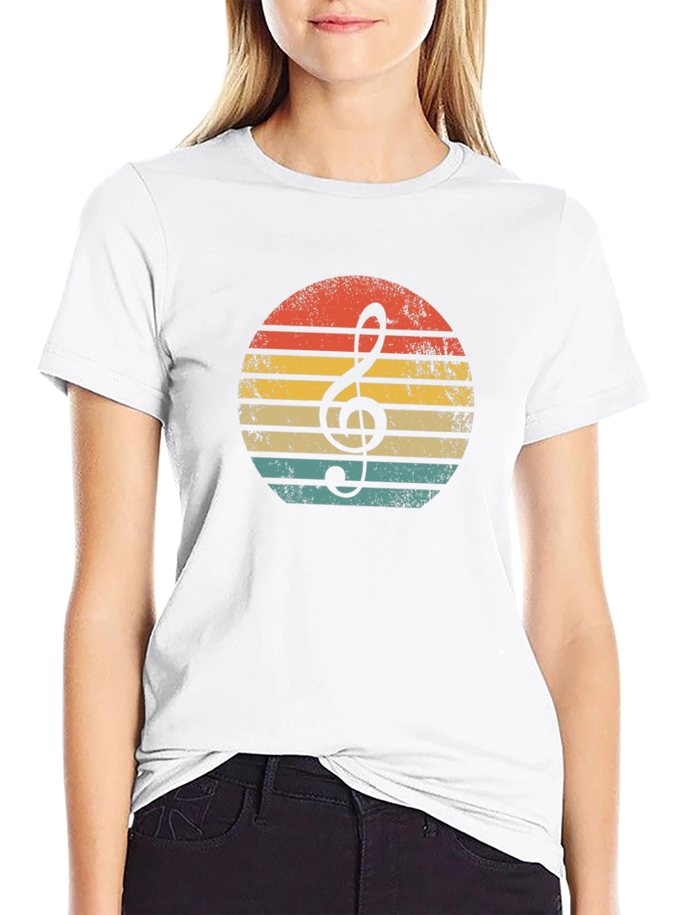 Retro Music Note Graphic Tee - Soft Style