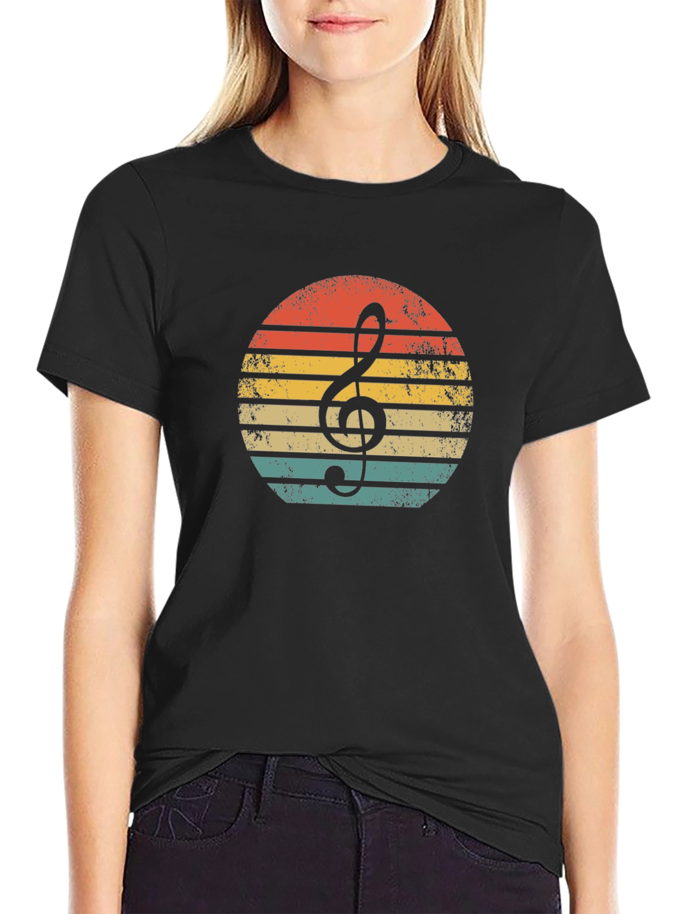 Retro Music Note Graphic Tee - Soft Style