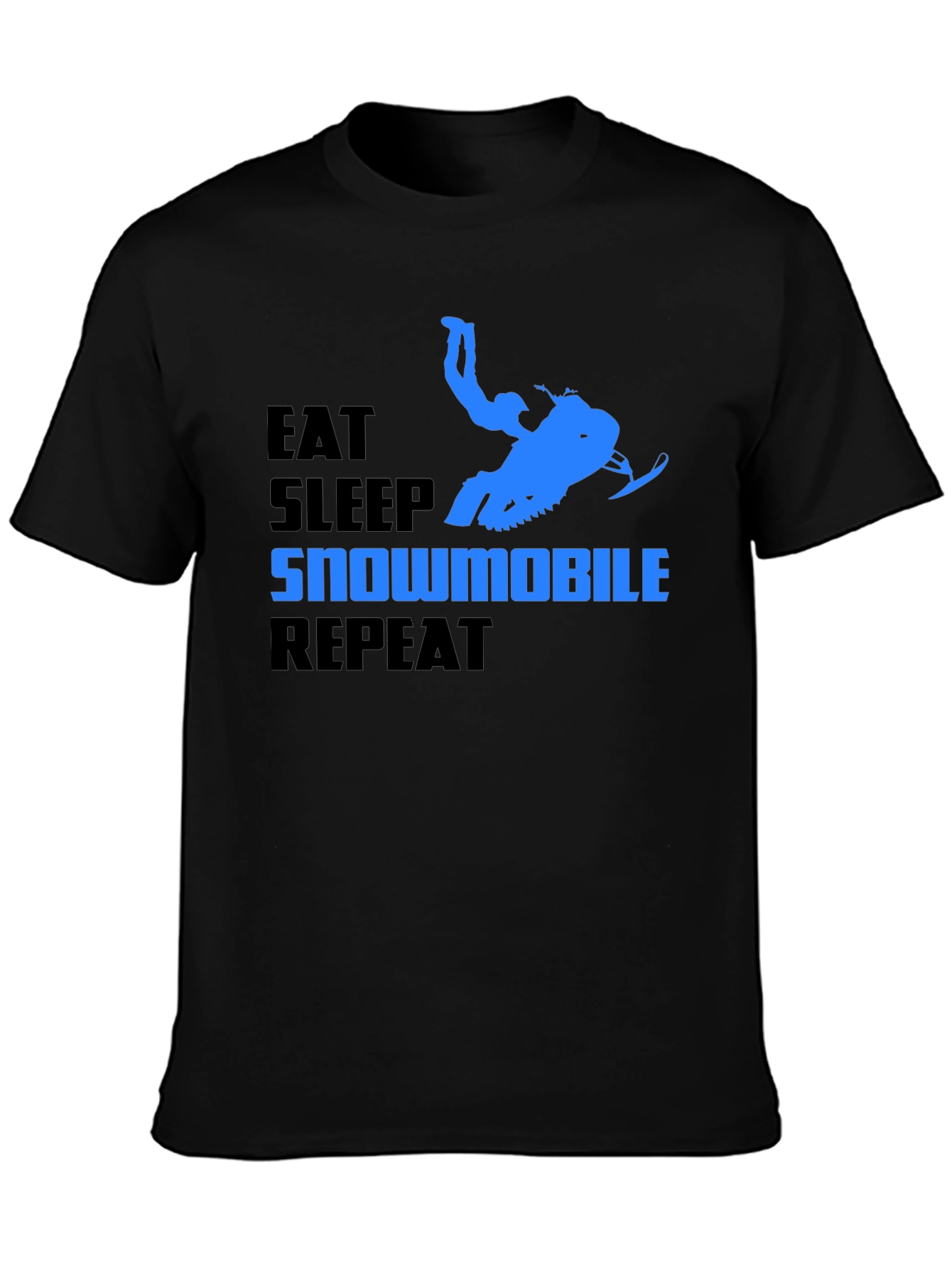 Eat Sleep Snowmobile Repeat Black T-Shirt