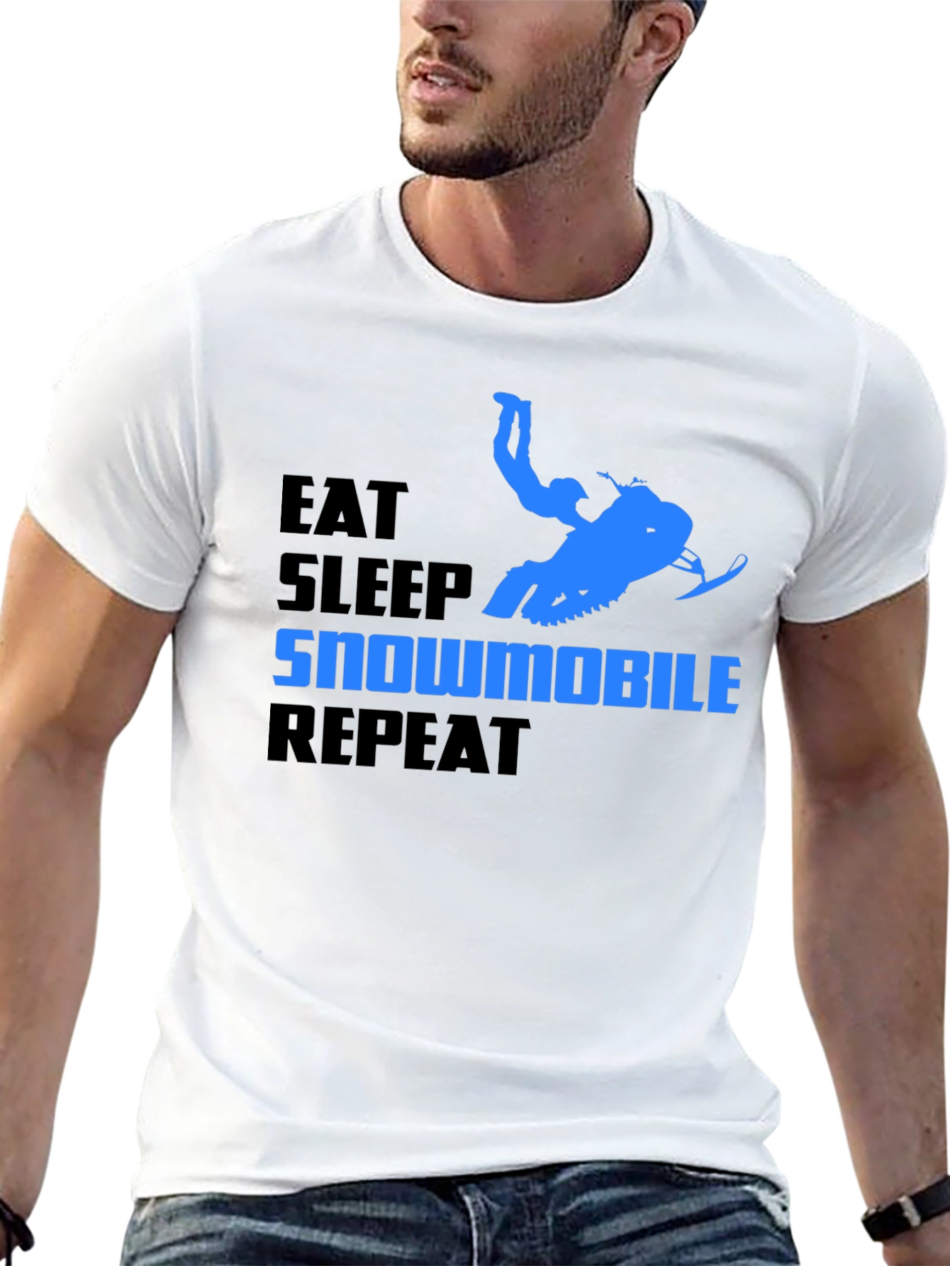 Eat Sleep Snowmobile Repeat Black T-Shirt