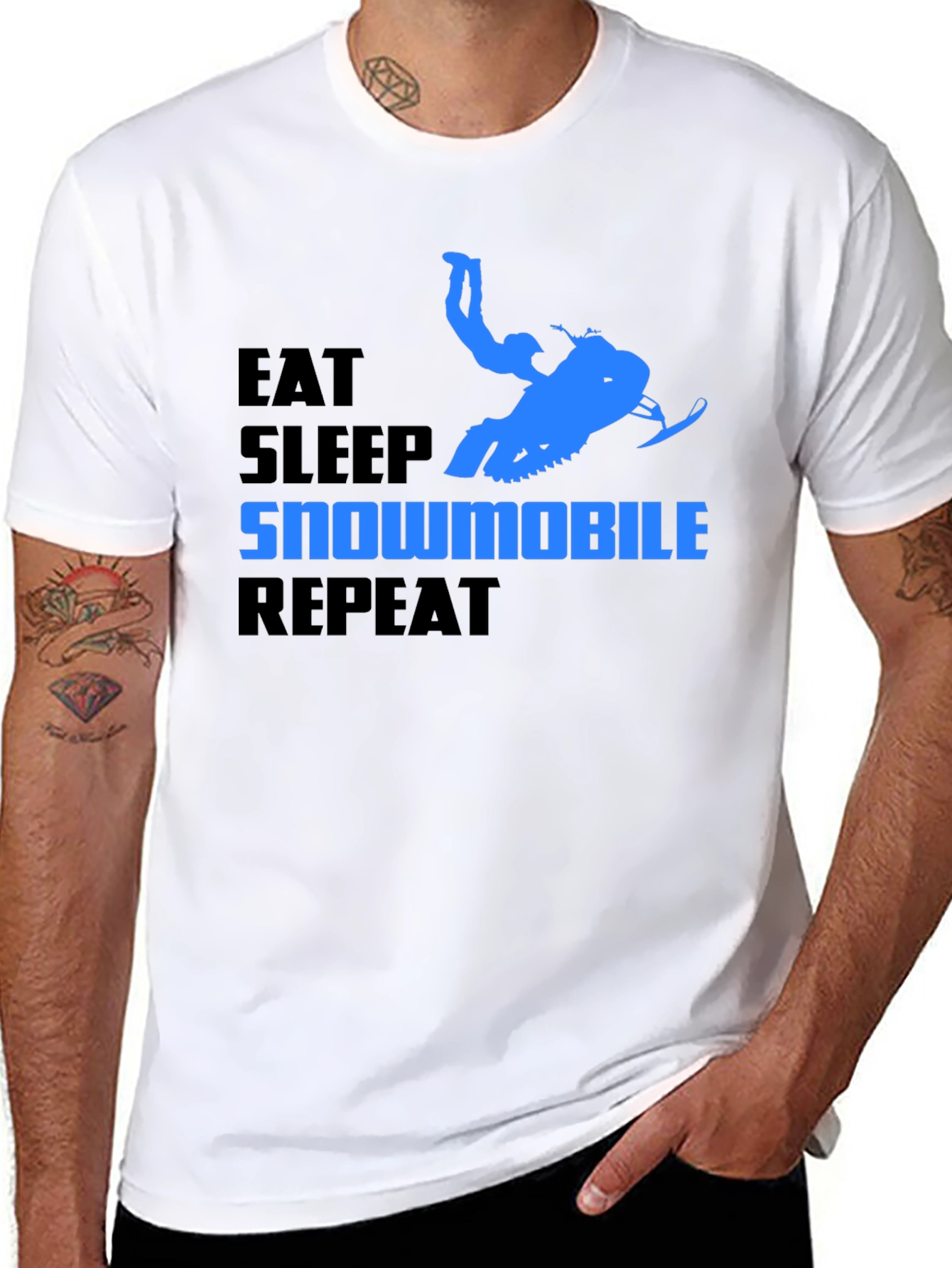Eat Sleep Snowmobile Repeat Black T-Shirt