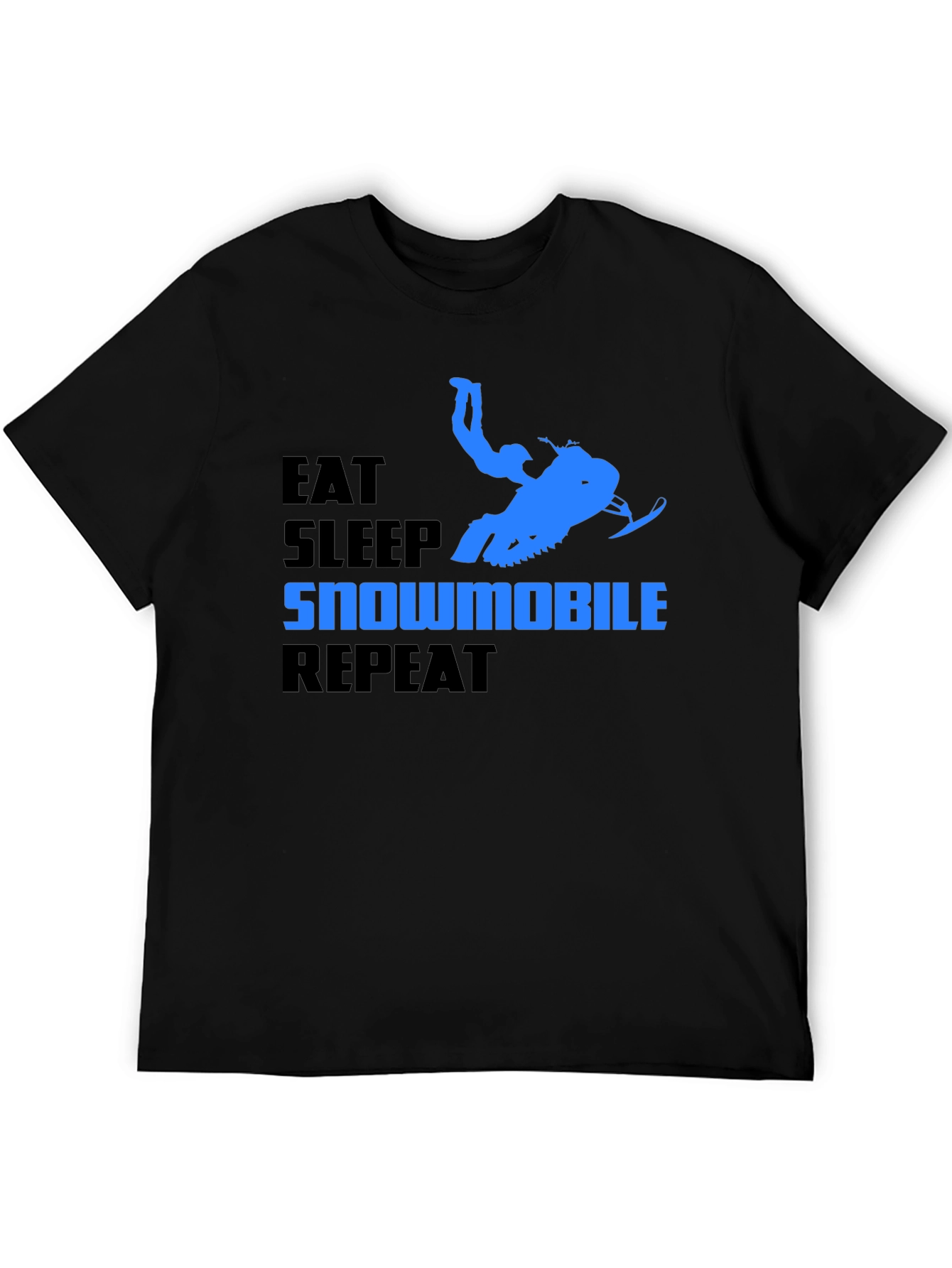 Eat Sleep Snowmobile Repeat Black T-Shirt