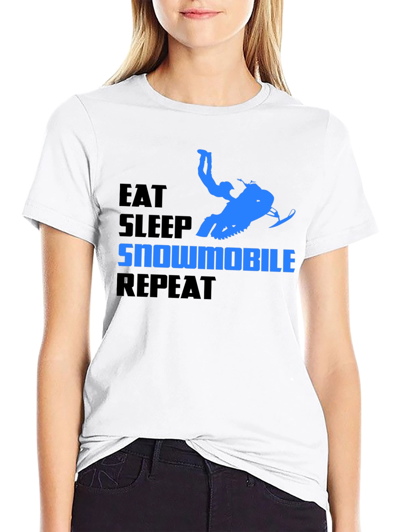 Eat Sleep Snowmobile Repeat Black T-Shirt