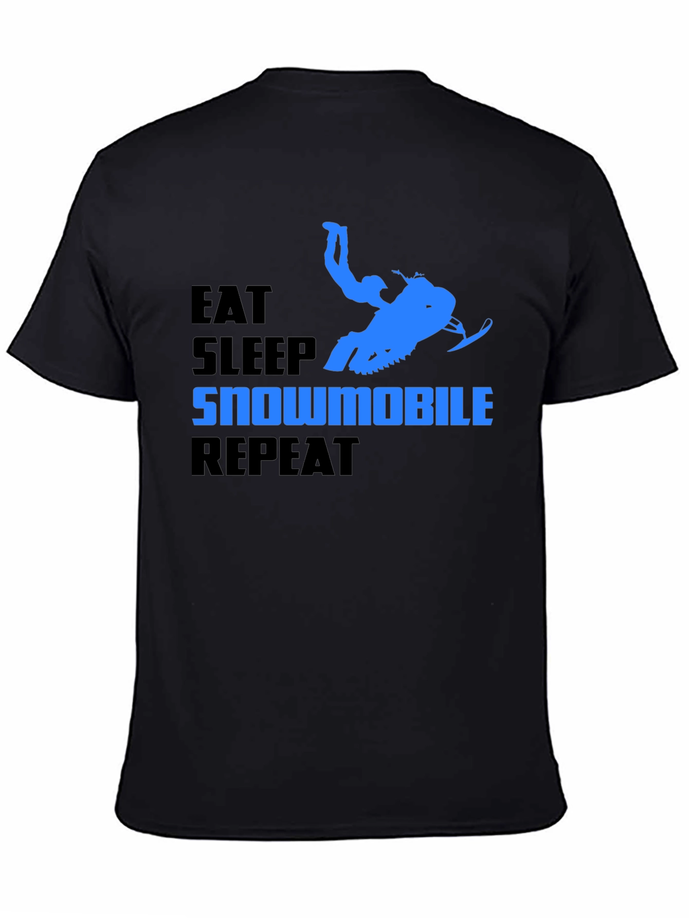 Eat Sleep Snowmobile Repeat Black T-Shirt