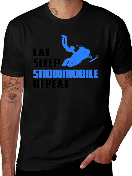 Eat Sleep Snowmobile Repeat Black T-Shirt