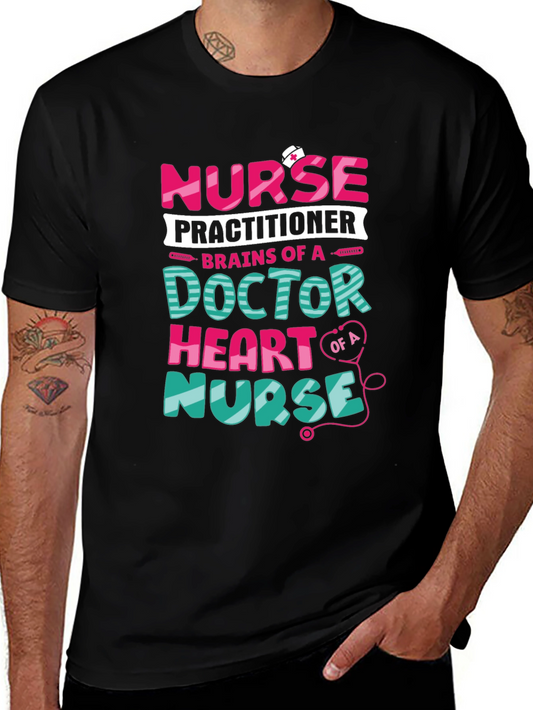 Nurse Practitioner Graphic Tee - Brains Heart Nurse