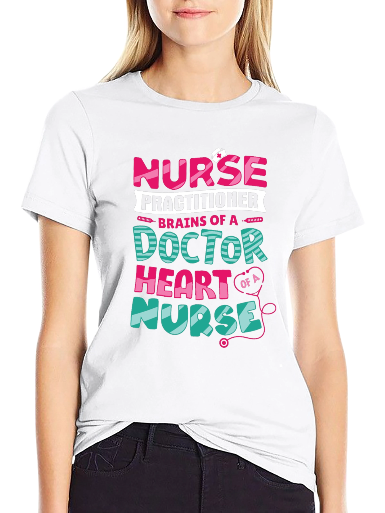 Nurse Practitioner Graphic Tee - Brains Heart Nurse