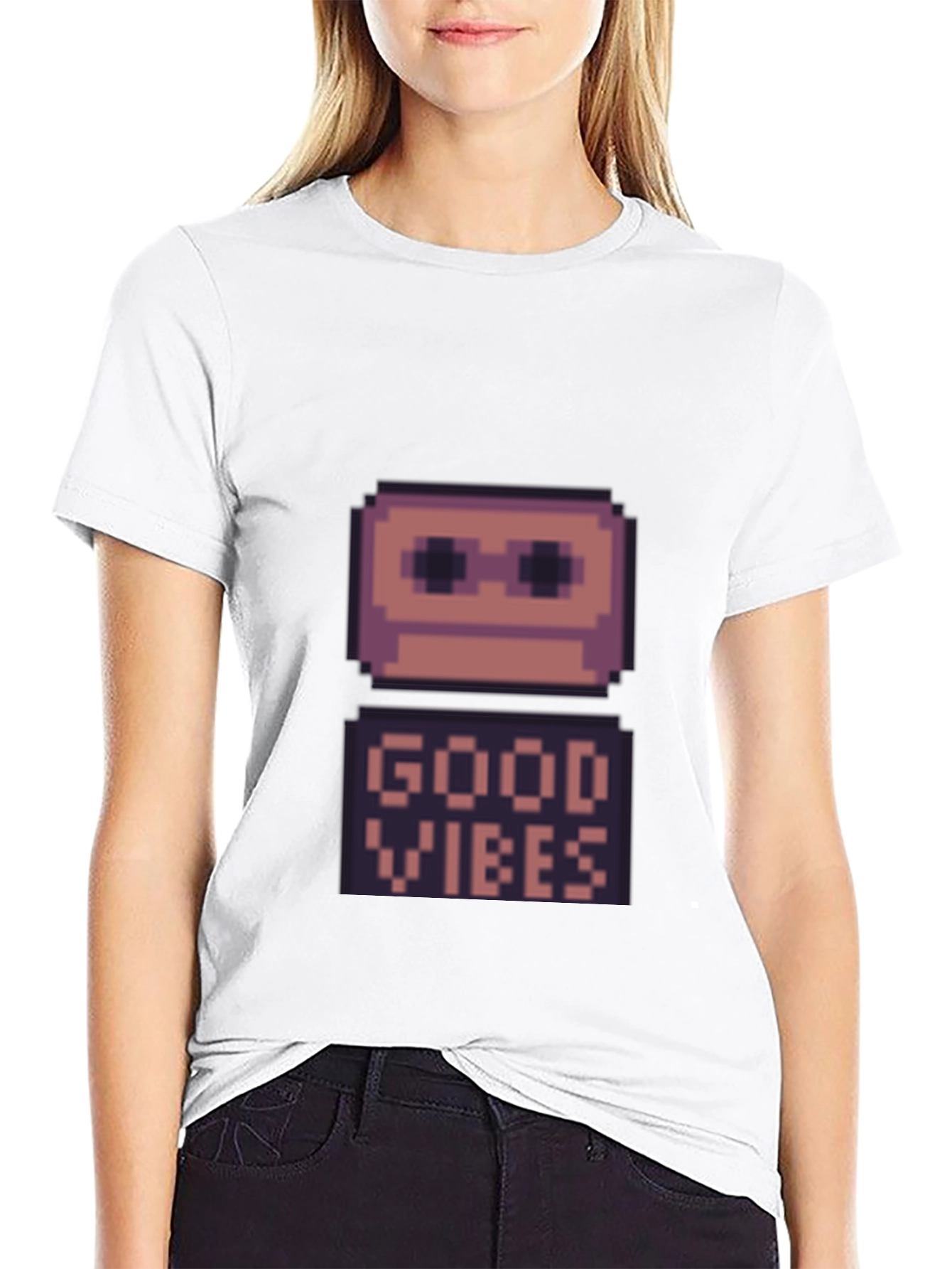 Retro Pixel Good Vibes T-Shirt - Black