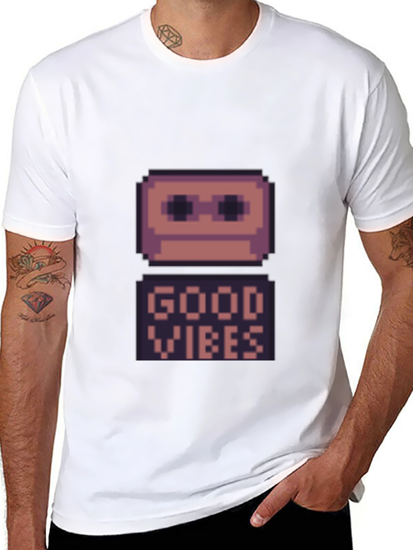 Retro Pixel Good Vibes T-Shirt - Black