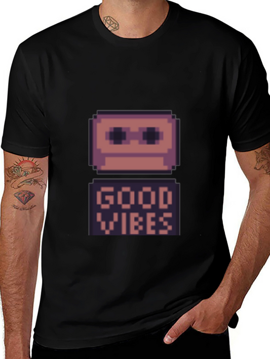 Retro Pixel Good Vibes T-Shirt - Black
