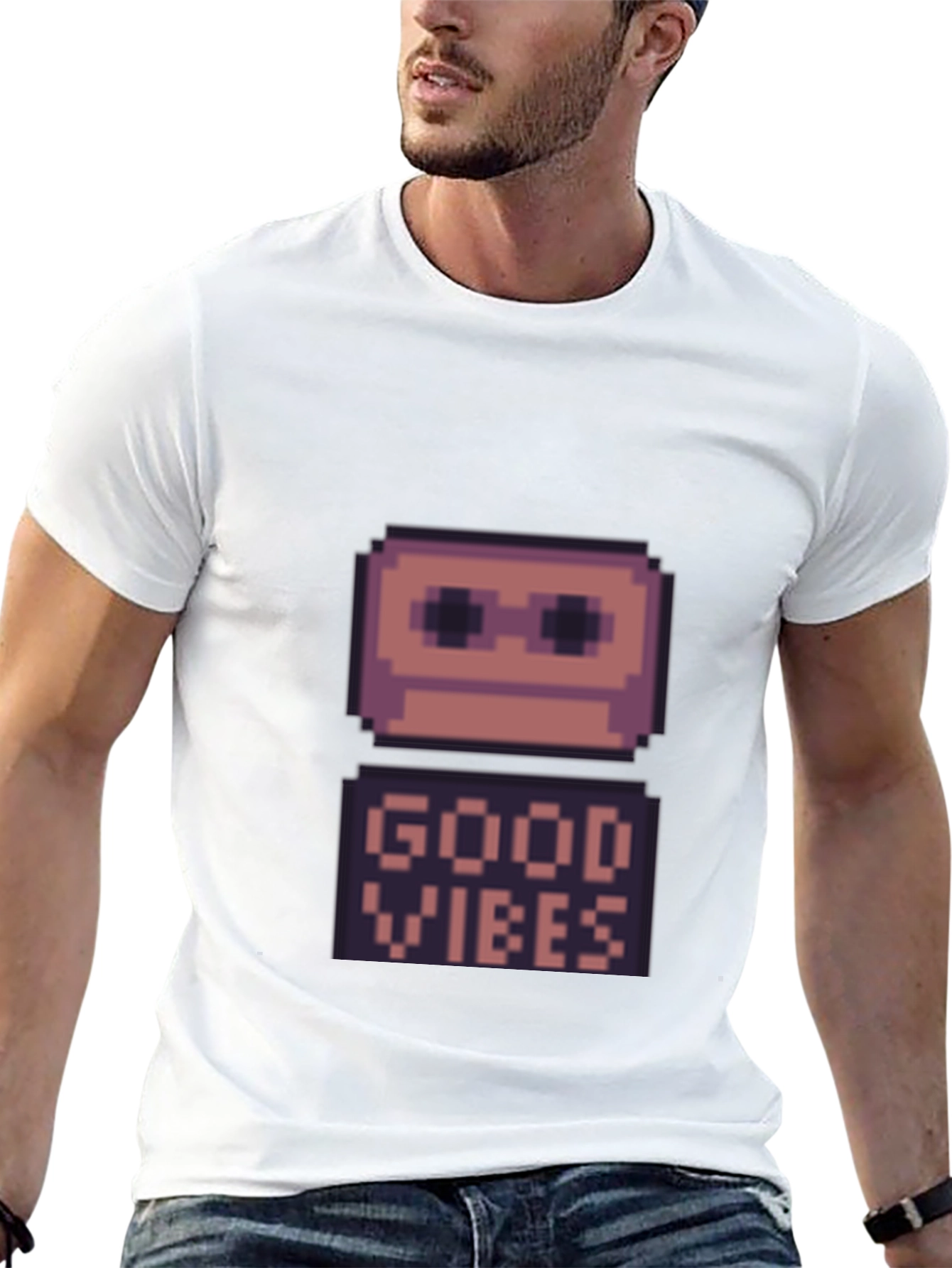 Retro Pixel Good Vibes T-Shirt - Black