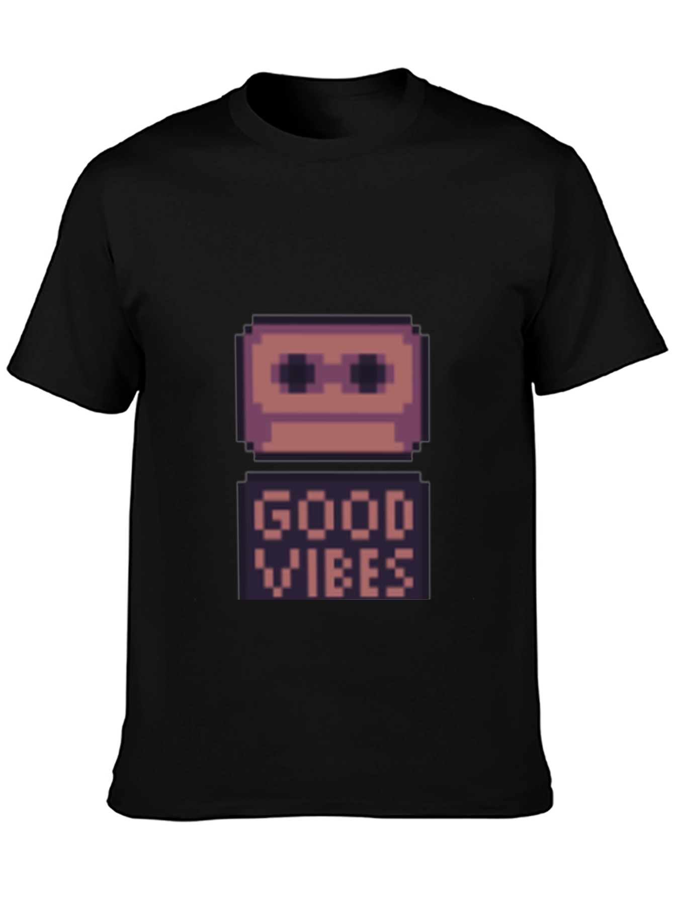 Retro Pixel Good Vibes T-Shirt - Black
