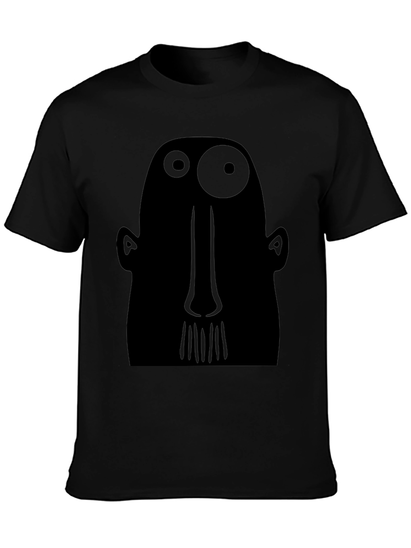 Abstract Face Graphic Tee - Black Cotton T-Shirt